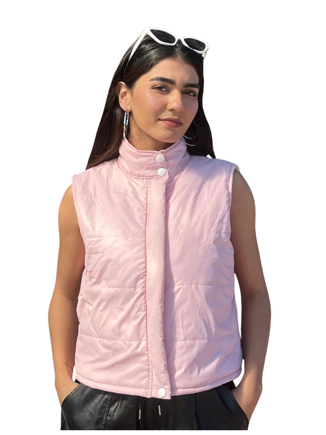 tandul Women's Solid Pink Jacket- Puffer Regular Style Sleeveless For Office, Casual, Festive & Party (12029)-picture-26