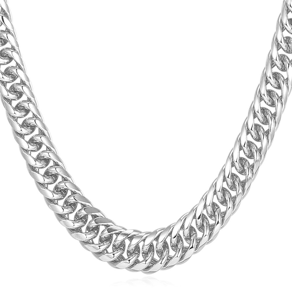 U7 Men Necklace Hip-hop Jewelry Platinum/Gun Black Metal/Rose Gold/18K Yellow Gold Plated Franco Cuban Curb Chain 6mm 9mm