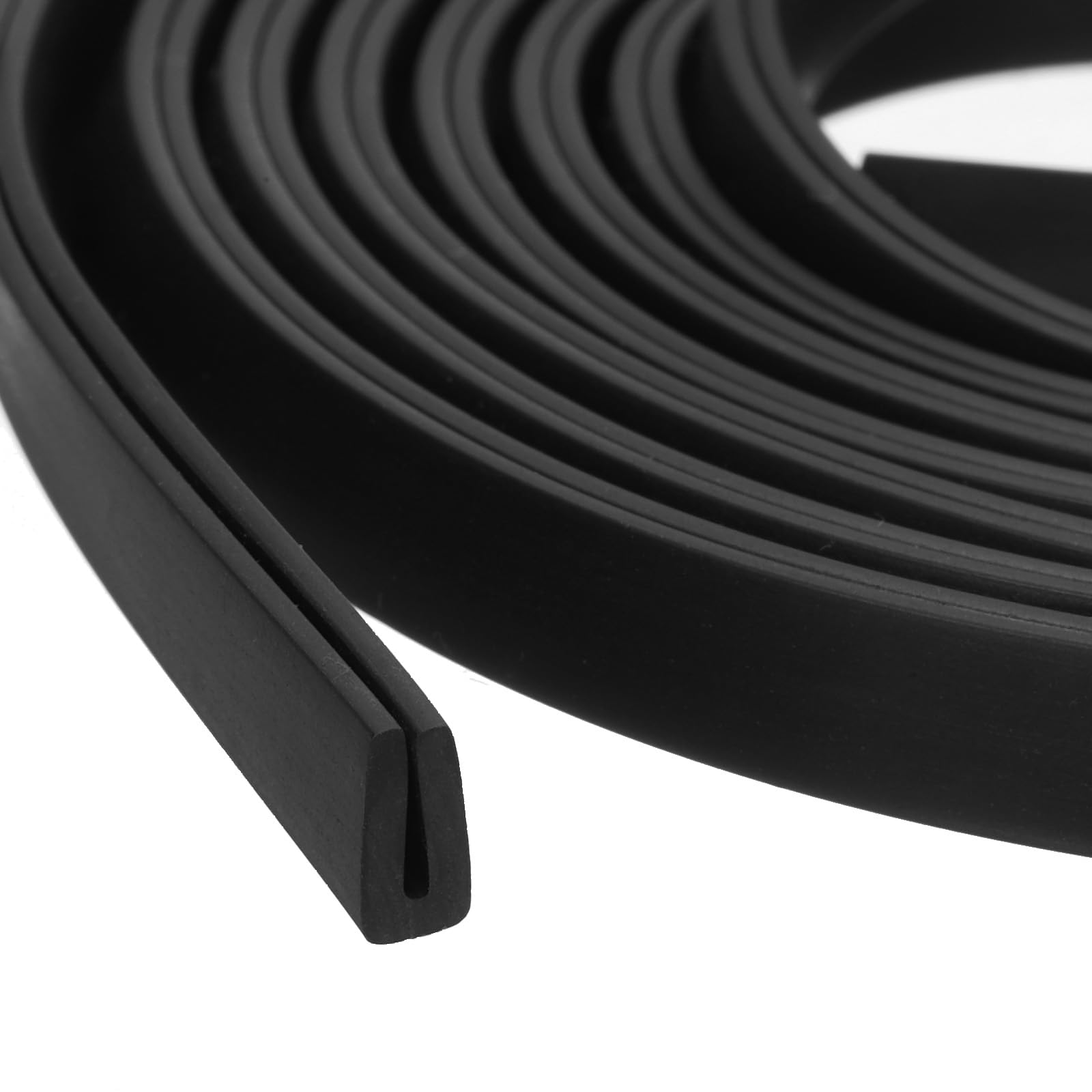 sourcing map U Channel Edge Trim, 5m Length Rubber Guard Seal Strip Edge Protector Flat Type Fit for 1mm Edge, (4mm W x 8mm H) Black