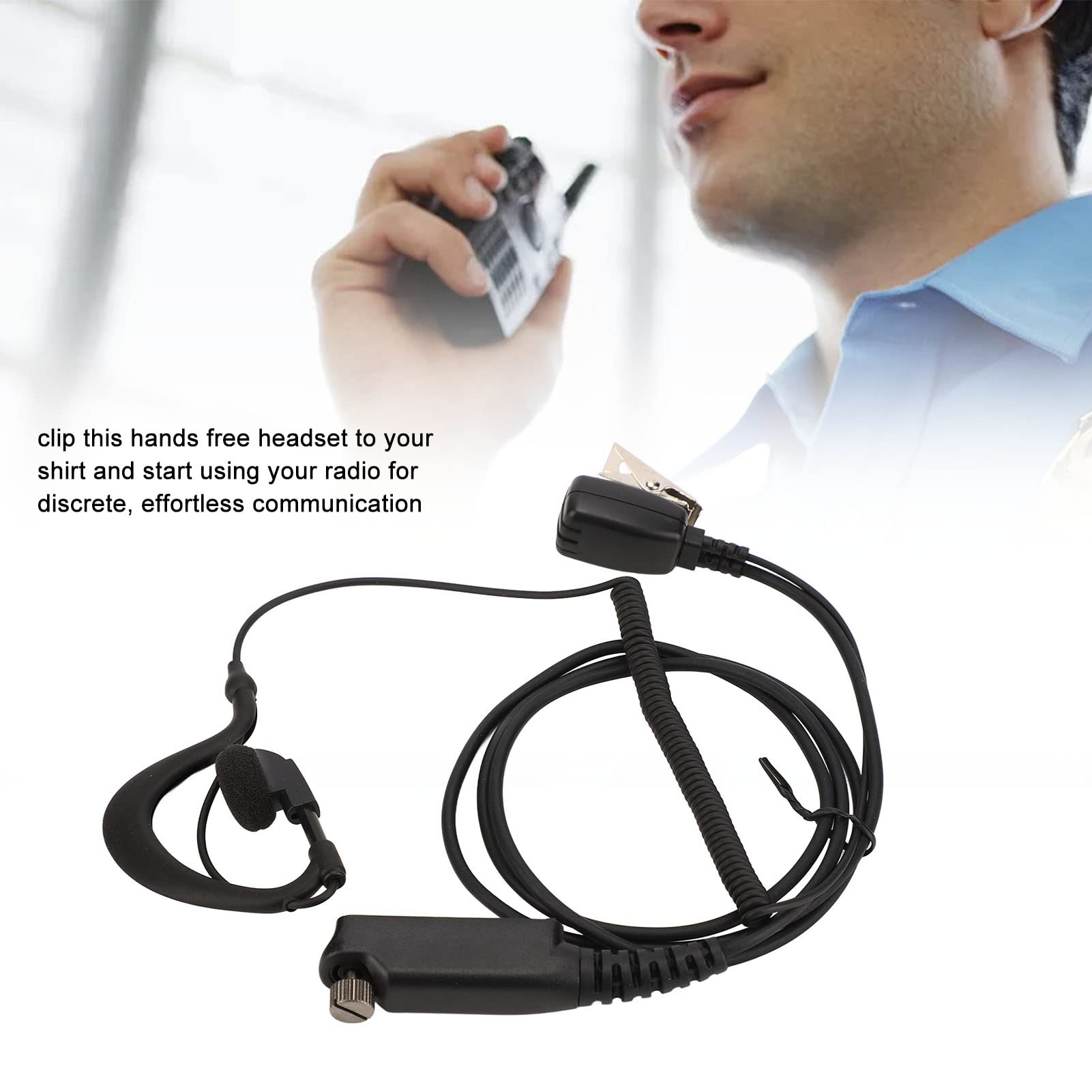 Auricular de Radio en Forma de G, Micrófono PTT Auriculares en Forma de G para Sepura STP8000 STP8030 STP8035 STP8038 STP9000 Walkie-Talkies.