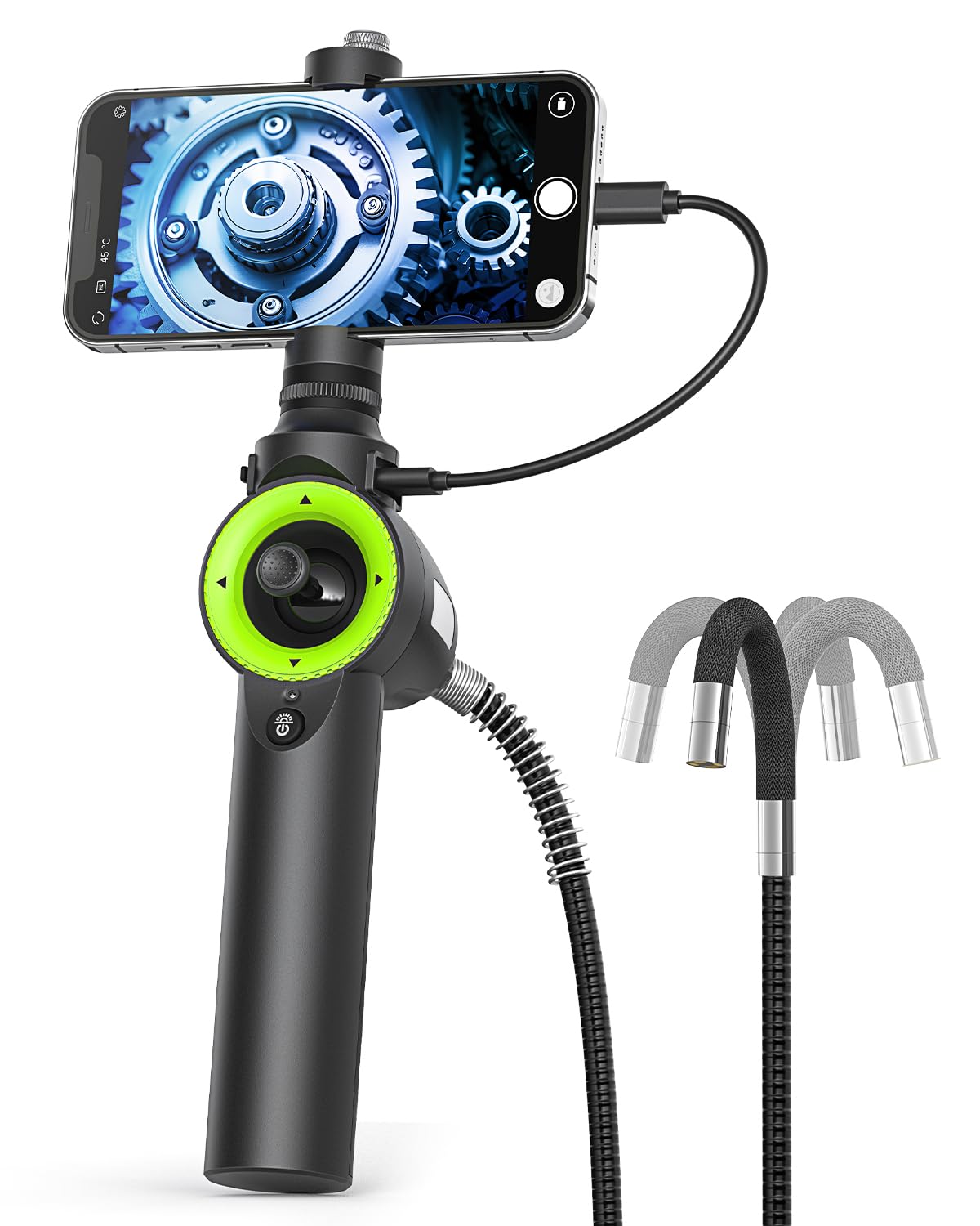 Anykit 360° 4 Ways Articulating Borescope, Industrial Endoscope with 0.26 in Articulated Snake Camera, Inspection Camera with 6 Adjustable LED Lights Compatible with Phone and Android - 3.3 FT-picture-26