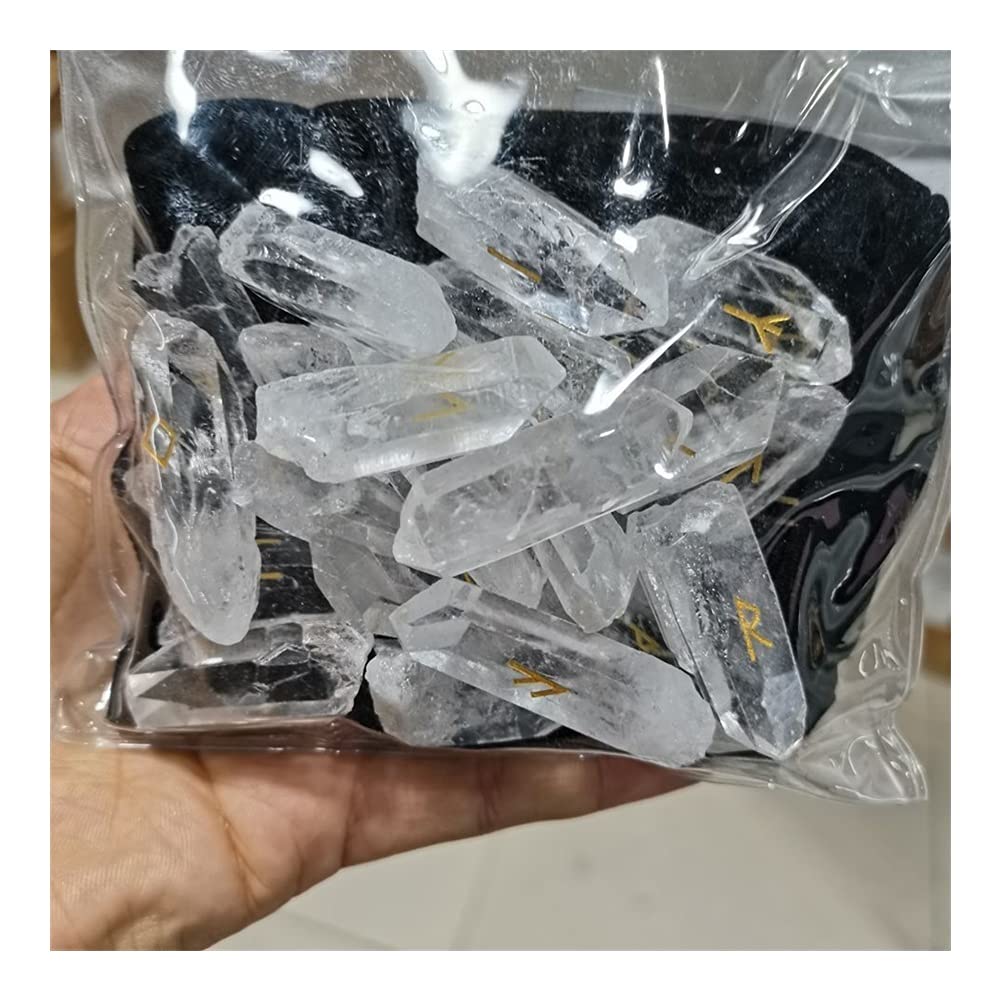 Regalo for la Familia Roca Natural Cuarzo Cristal Transparente Runa Runas Blancas Piedra Adivinación Adivinación Curación Colección de Regalos Piedra de la Suerte Inicio Colecciones