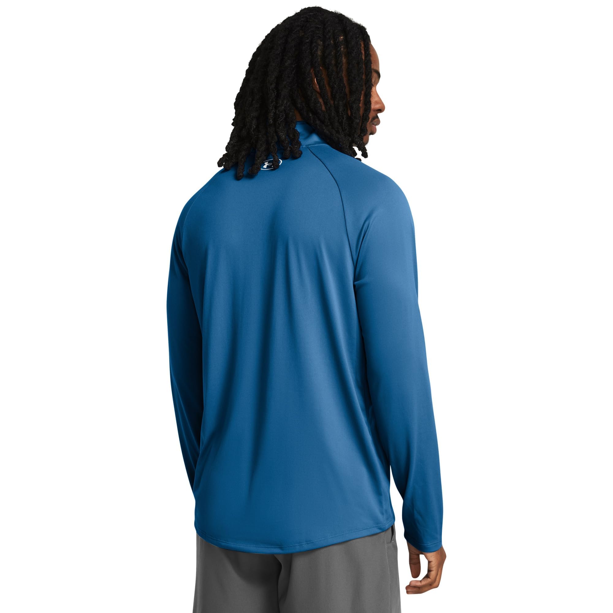 Under Armour de los Hombres Top técnico de Manga Larga con Media Cremallera, Azul, M