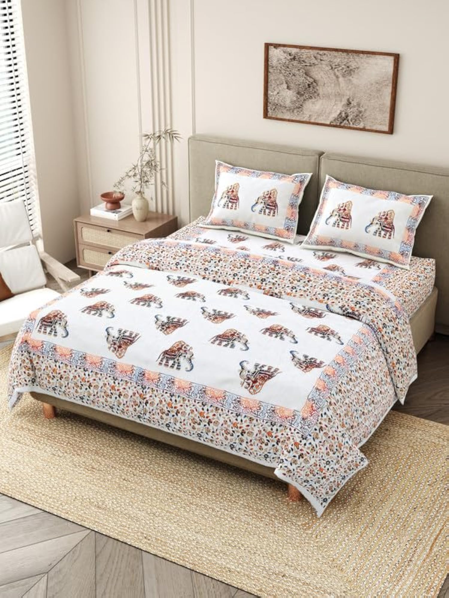 Pure Cotton Double Bed 4-Piece Combo Set