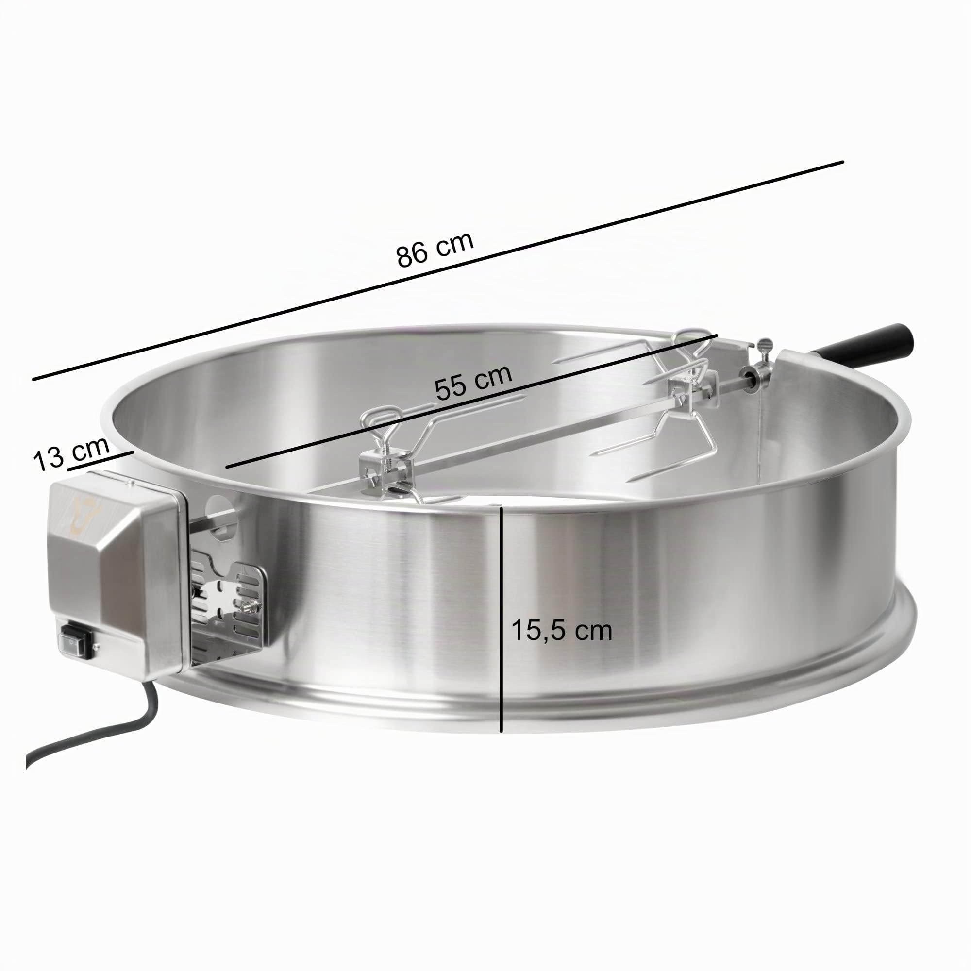BBQ-TORO Set girarrosto in Acciaio Inox per Grill Tondo di 57 cm, rosticceria, spiedini per Grill a Carbone
