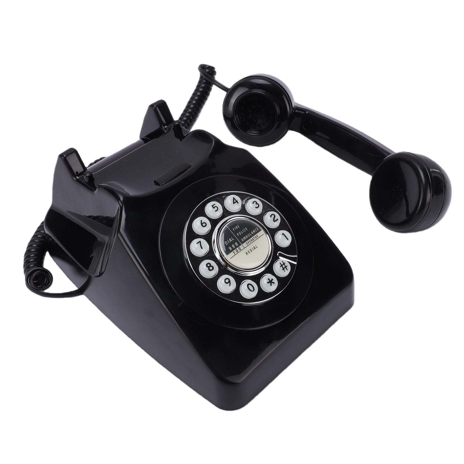Telefono fisso con cavo, retrò vintage, per la casa, pulsanti di chiamata per sicurezza contro le interruzioni di energia di emergenza, opzione regalo ideale per gli appassionati di retrò (nero