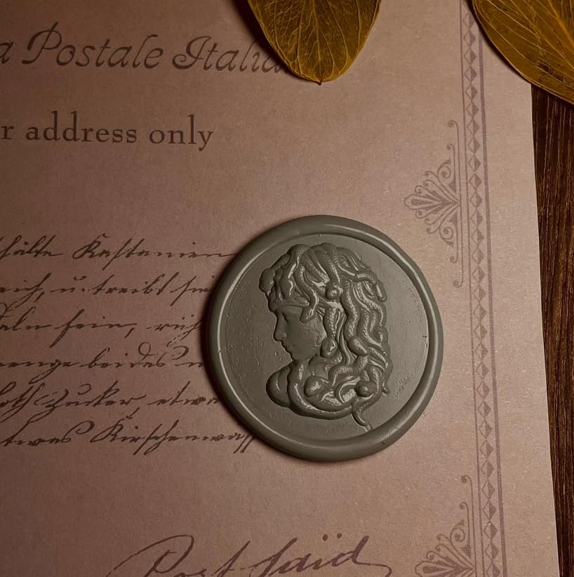 Mceal Wax Seal Stamp 3D Engraved Wax Stamp for Journals and Envelopes Greek Mythology - Medusa