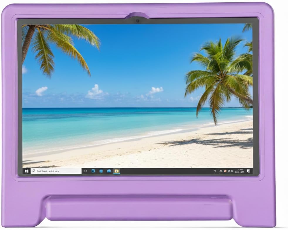 10.1 Inch Android 14 Tablet, 64GB Storage, Octa-Core Processor, WiFi Bluetooth, Dual Cameras, Protective Case Purple Included, Support Play Store