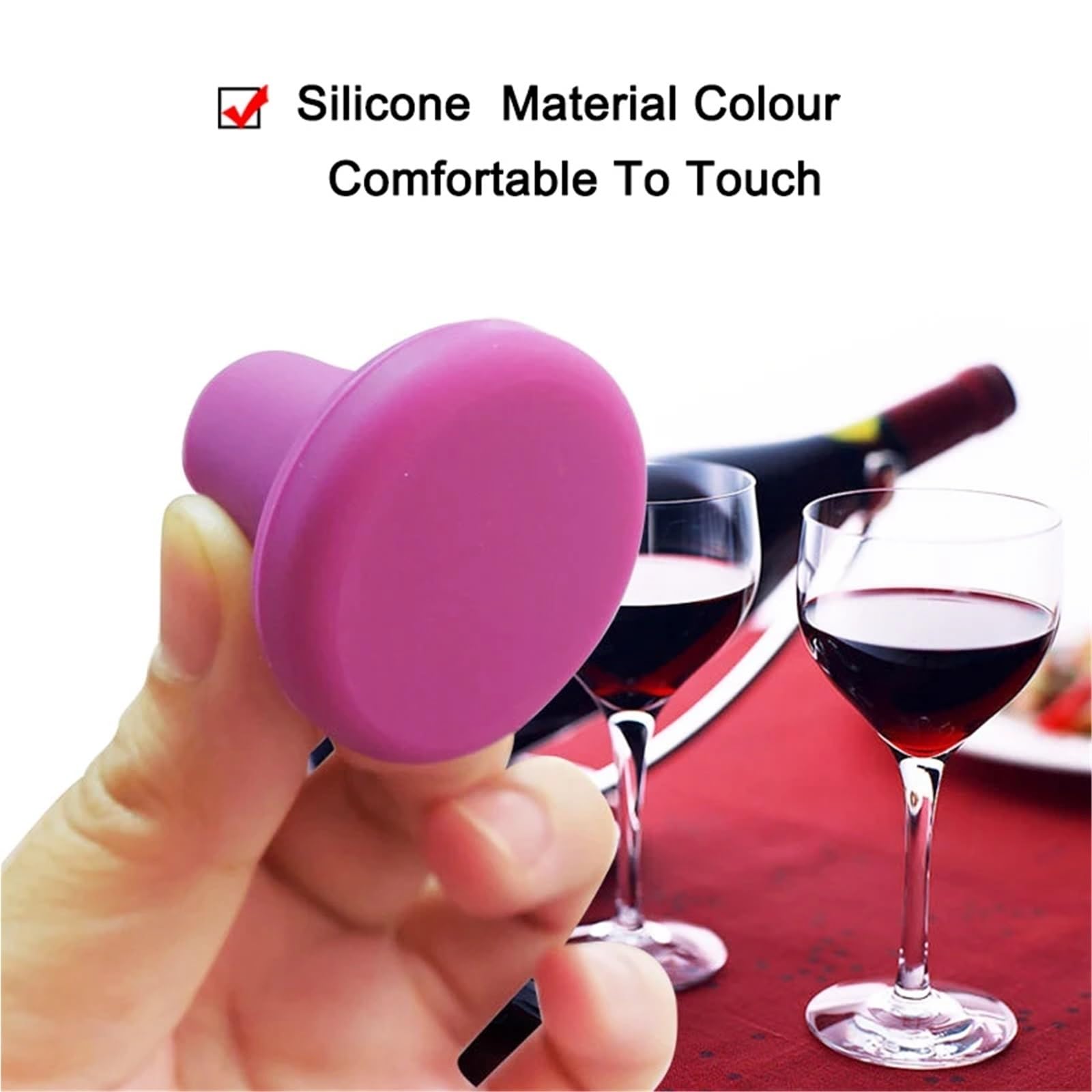 Tappo di Bottiglia in Silicone Alimentare da 10 Pezzi per | Condimento riutilizzabile con tappo in gomma universale sigillante a prova di perdite(H Rose Red 17.5G)