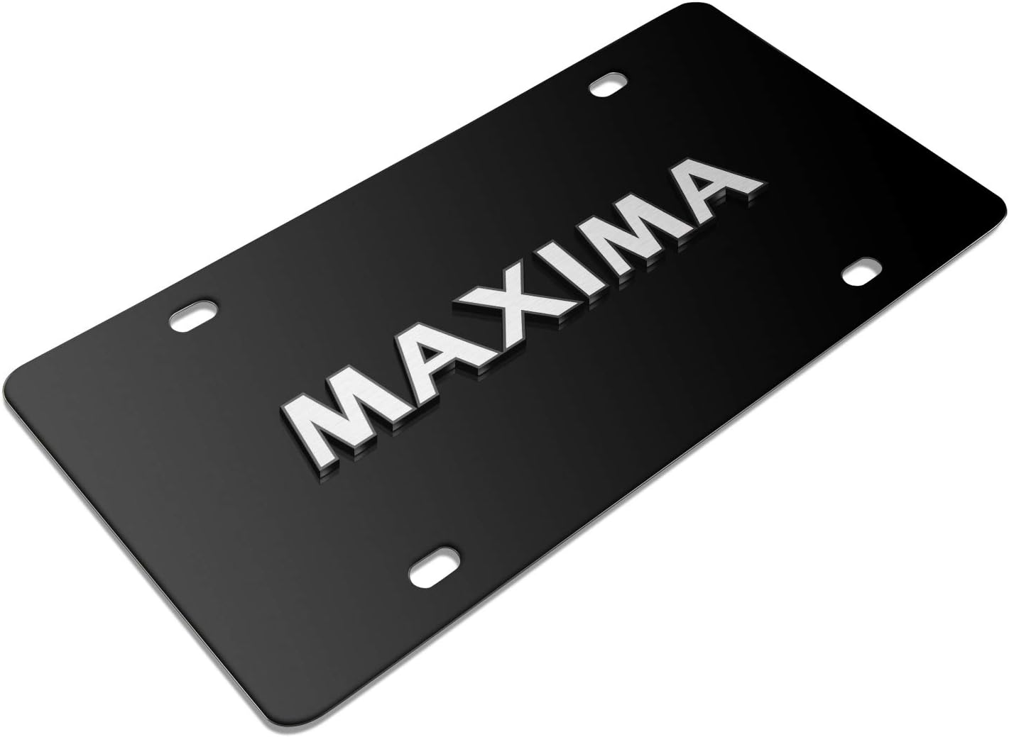 iPick Image for Nissan Maxima 3D Nameplate on Black Stainless Steel License Plate for Decorative
