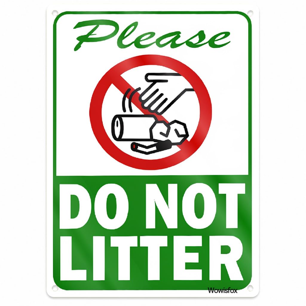 Please Do Not Litter Reminder Sign, 8 x 12 Inch Aluminum