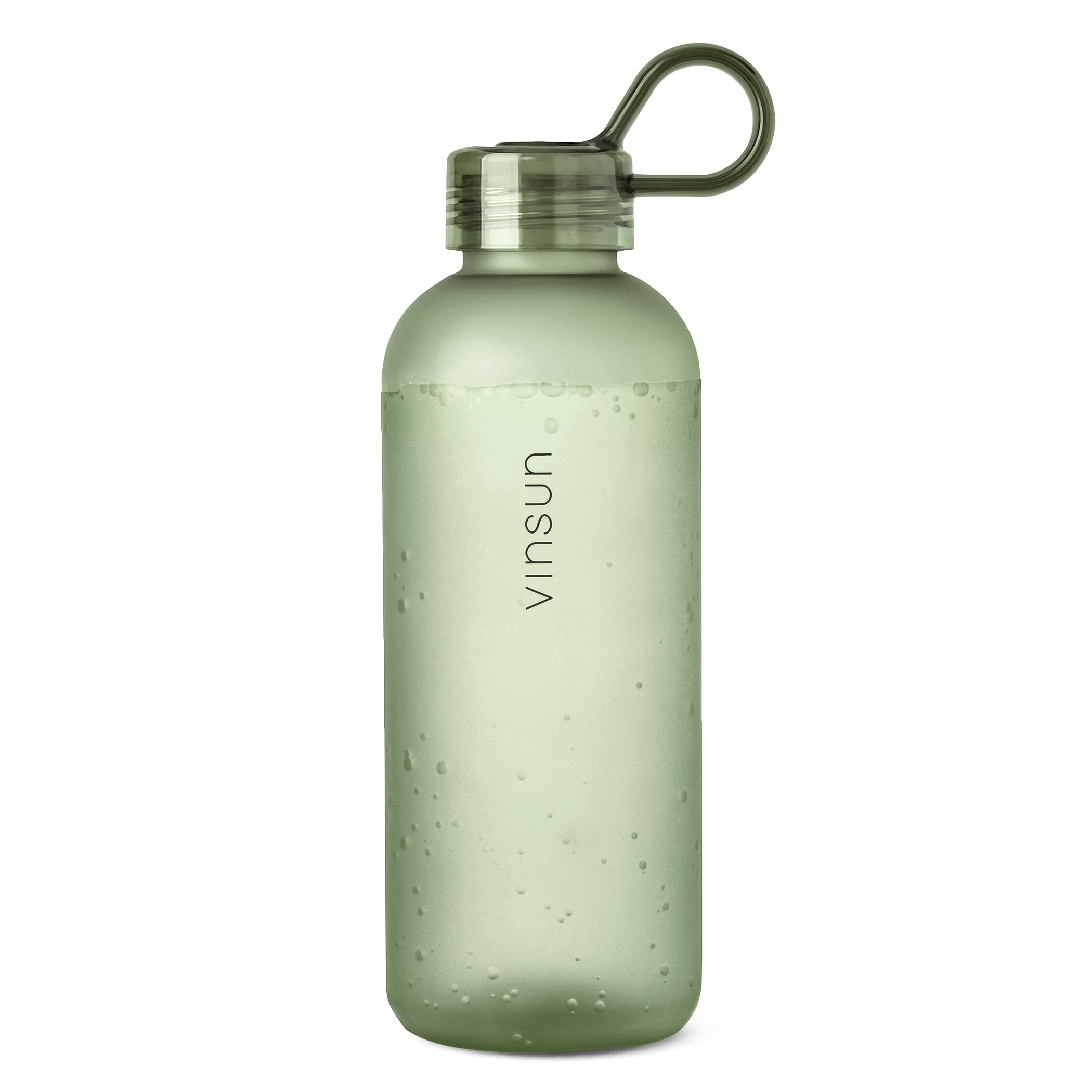 VINSUN Trinkflasche 650ml grün mit Griff - auslaufsicher, Kohlensäure geeignet, BPA frei, Tritan - Leichte Wasser Flasche für unterwegs - Sport, Schule, Office, Gym