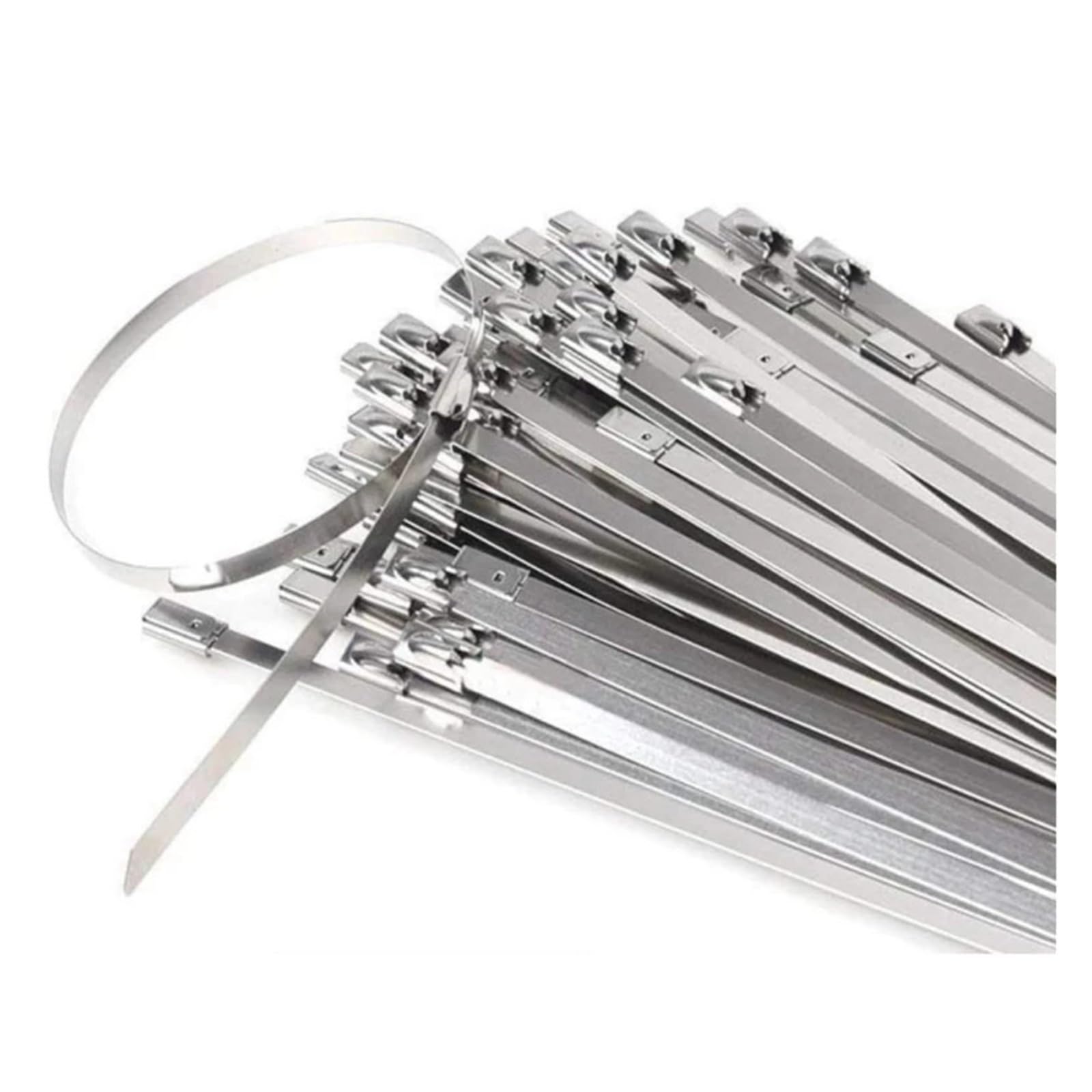 Metal Cable Ties 10/25Pcs 304 Stainless Steel Metal Cable Ties Exhaust Wrap Coated Locking Zip-Exhaust Multifunctional(4.6x300mm 10pcs)