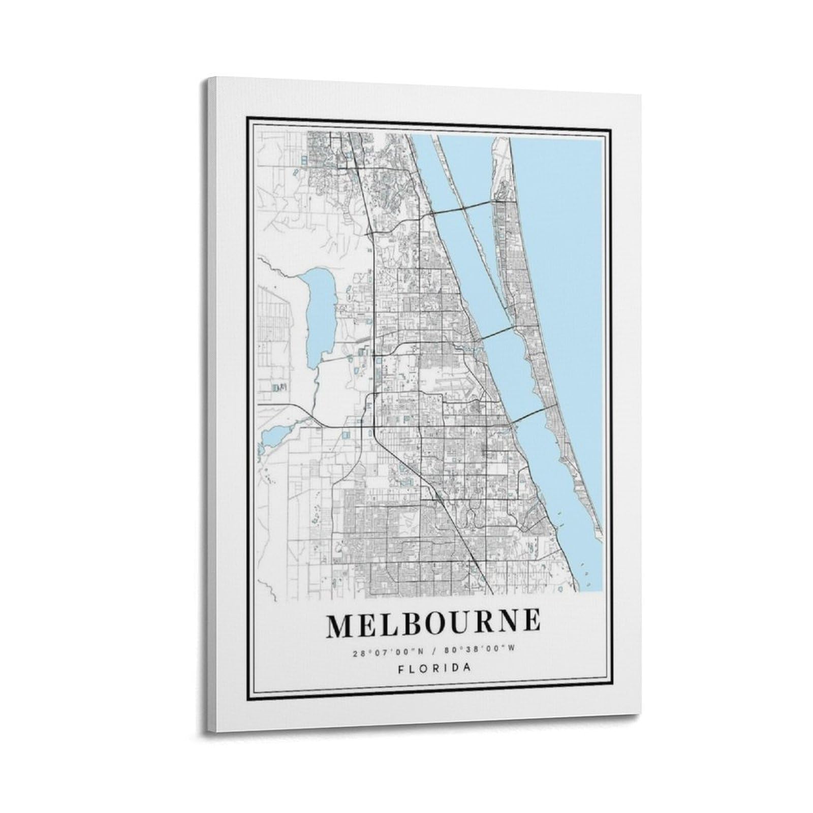 xiaoxiaoshen Melbourne Florida Map Canvas Poster Wall Art Prints Room Aesthetic Murals Bedroom And Living Decorations 24x36inch(60x90cm)