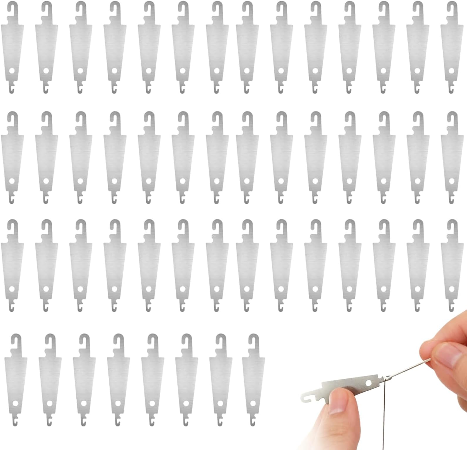 50pcs Stai/nless Steel Hook Needle Threader,Ha/nd Machine Sewing DIY Tool,Embroidery Cross Stitch Needle Threading Tools,Sewing Machine Needle Threader for Large Eye Needles,Sewing Accessories