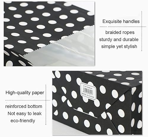 Miniatura 3 de ADIDO - Bolsas de papel rojo EVA con puntos blancos de papel kraft con asas bolsas de papel para niños, cumpleaños, bodas, fiestas y fiestas (8.2 x