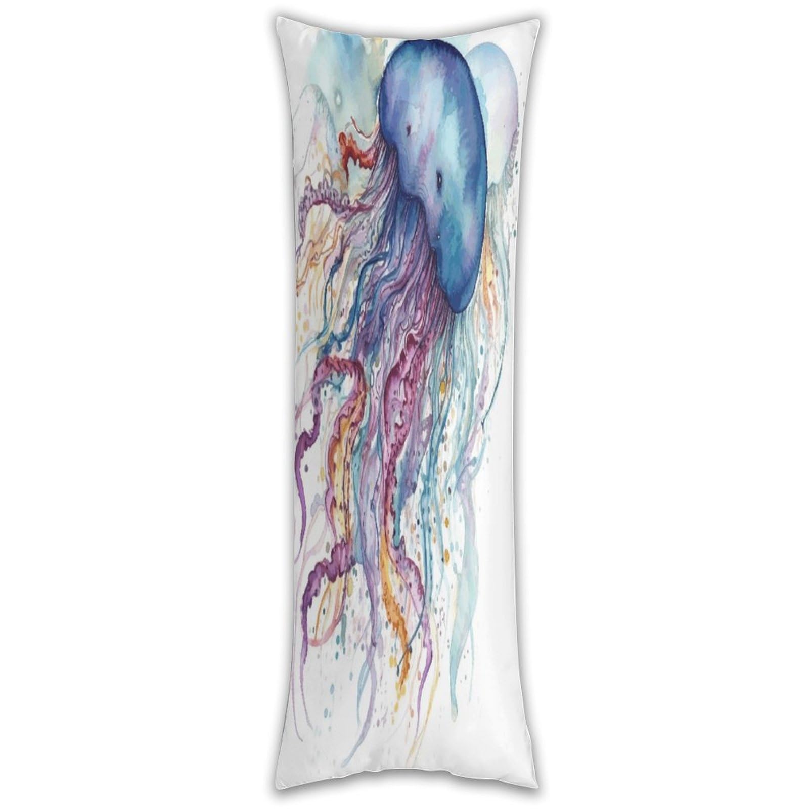 Watercolor Jellyfish Pillow Cases Breathable Vertical Long Pillowcase Body Pillowcase with Hidden Zipper Closure Soft and Cozy Pillow Cover 20x54 Inches for Bedroom Couch