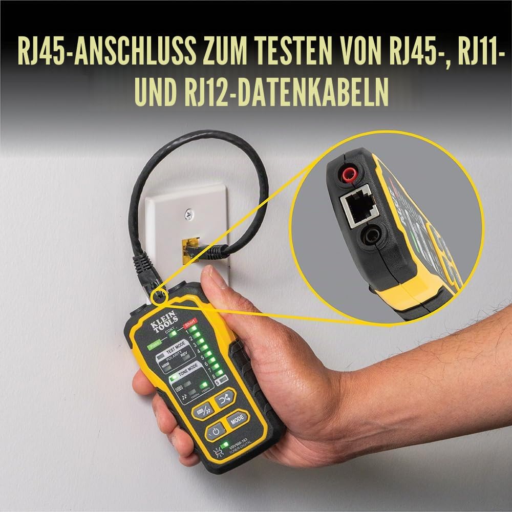 Klein Tools VDV500-920 | Digitales Ton- und Suchgerät Set | Leitungssucher für Netzwerk-, Koax- und Telefonkabel | Signalverfolgung mit Sonde | Profi Kabeltester