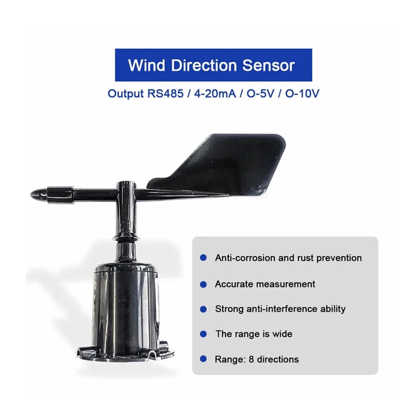 Estación meteorológica de 60 m/s, anemómetro 3 tazas for exteriores, salida Sensor RS485 4-20MA 0-5V, velocidad del viento fibra policarbono(RS485 Kit)