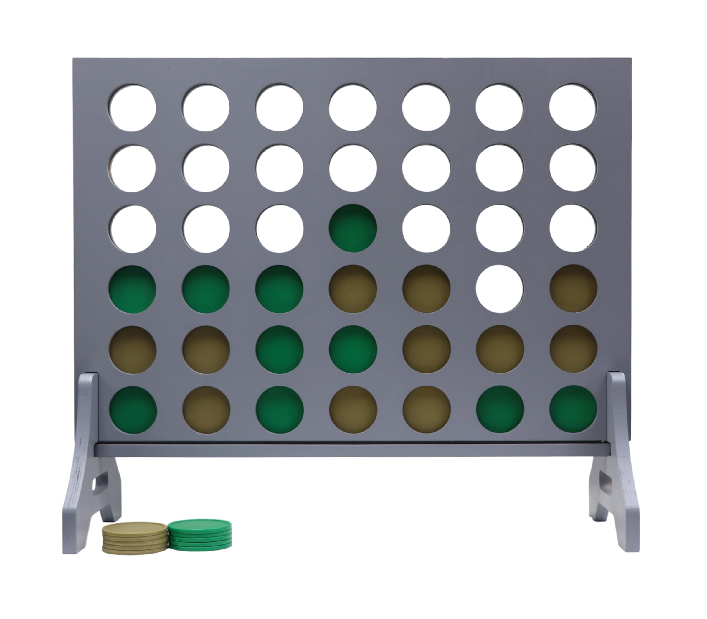 Giant 4 in a Row Game for Family &amp; Adults – Tailgating Pros Jumbo Grey Wooden Four in a Row Indoor &amp; Outdoor Yard Game for Family Party Fun, Portable Activities for Patio, Backyard, and Camping