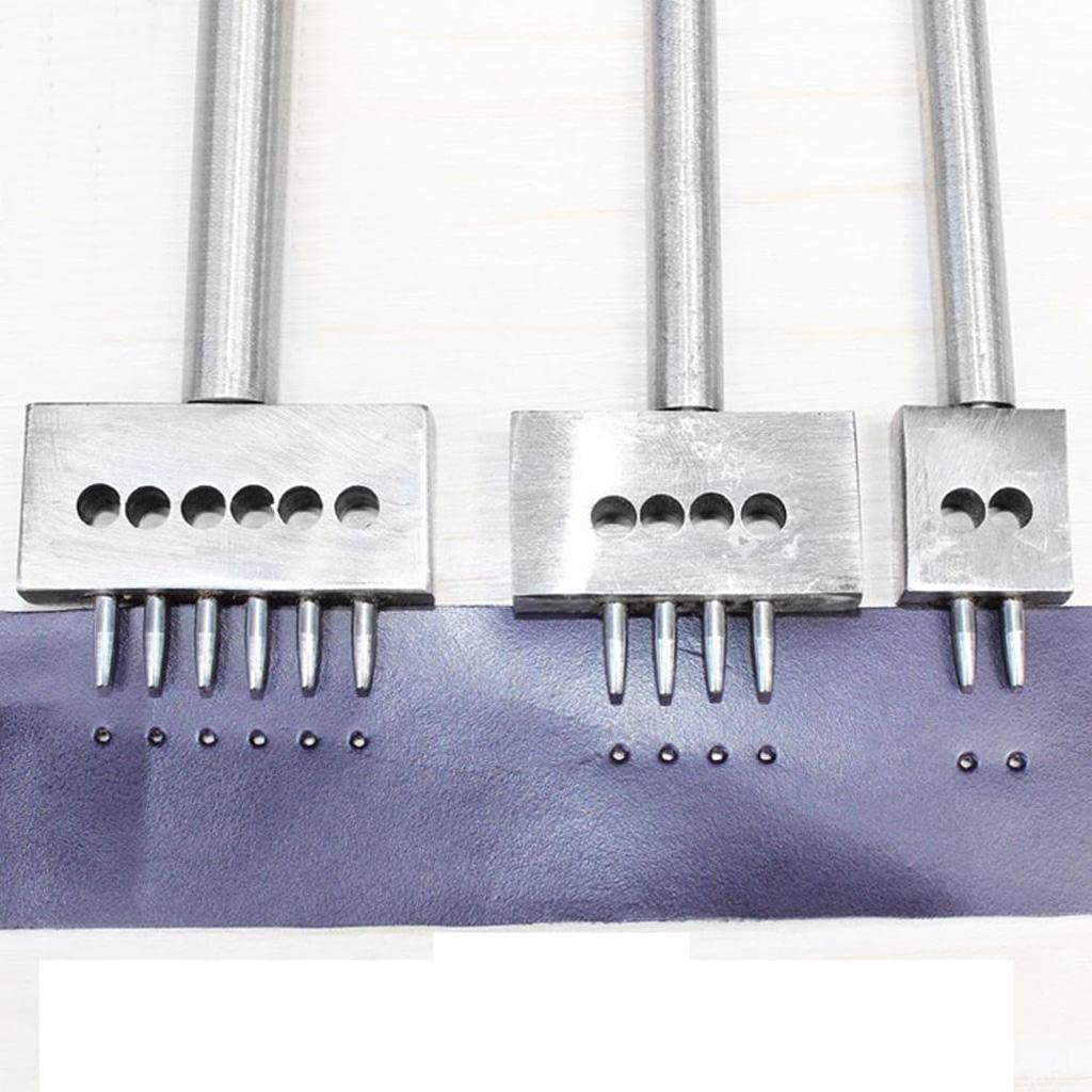 UJEAVETTE Leather Craft Row Hole Punch Cutter Tool Stitching DIY 8mm Space 4 Prong 2