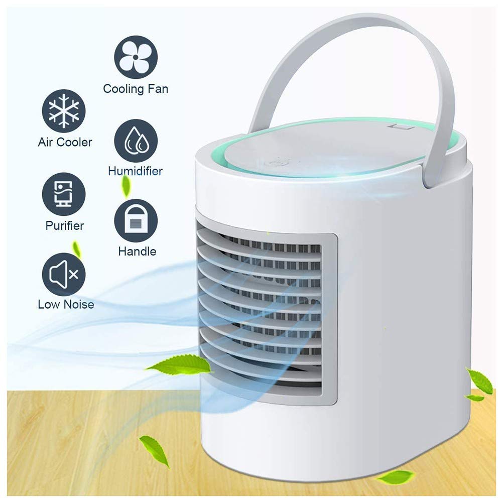 Condizionatore Portatile,Mini Raffrescatore Evaporativo Umidificatore,Basso Rumore Raffreddatore d'Aria Climatizzatore Personal Air Cooler con 3 velocità per Casa Ufficio Viaggio