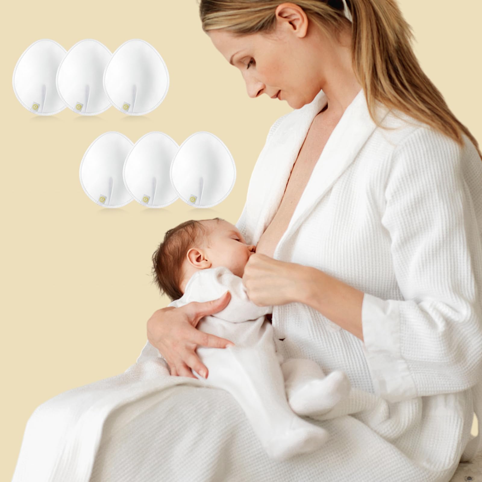 First Days Maternity - Lot de 6 coussinets d'allaitement réutilisables en coton biologique – Taille XL, ultra-absorbants et lavables – Confort et protection pour mères allaitantes