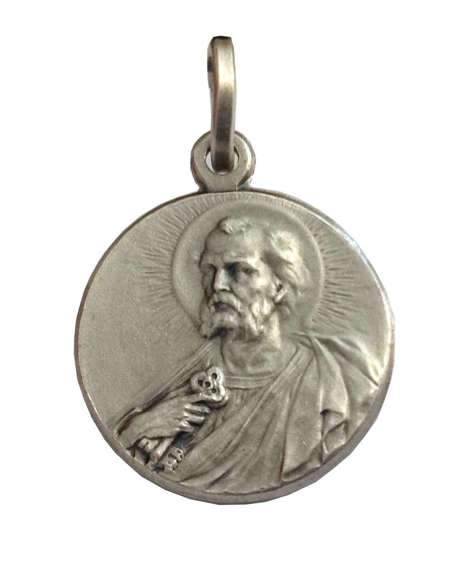 Médaille de Saint Pierre Apôtre en Argent Massif 925