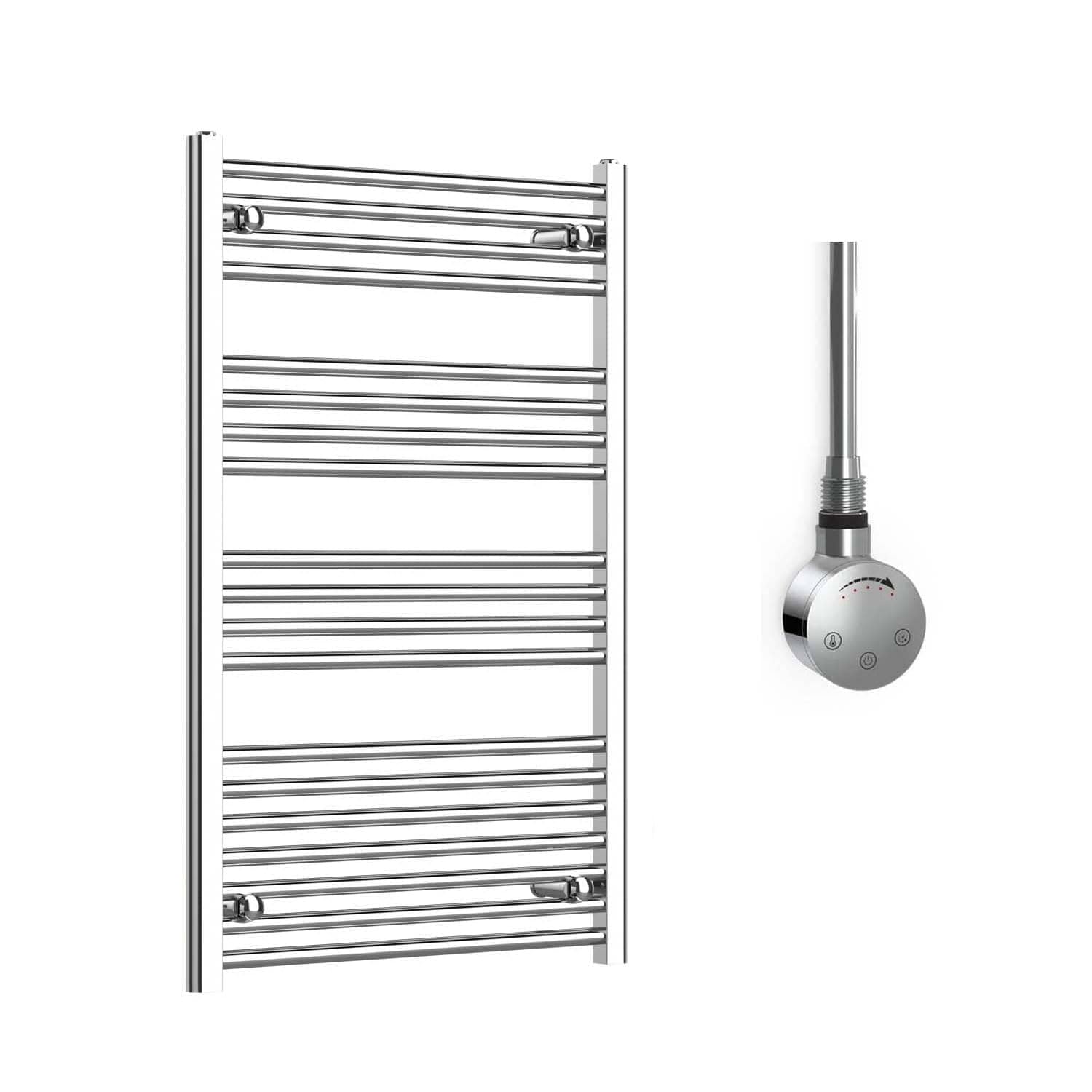 Companyblue 700 x 1000mm Chrome Electric Heated Towel Rail with Thermostatic Heating Element - Flat Pre-Filled Electric Towel Warmer Radiator