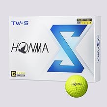 Honma Golf Balls, TW-X TW-S, 2024 Model, 1 Dozen 12 Balls, White, Yellow, 3 Pieces, Tour Style, Spin, Distance, Soft Golf Balls, Tour World BT2402, Honma TW-S_Yellow (1 Dozen)