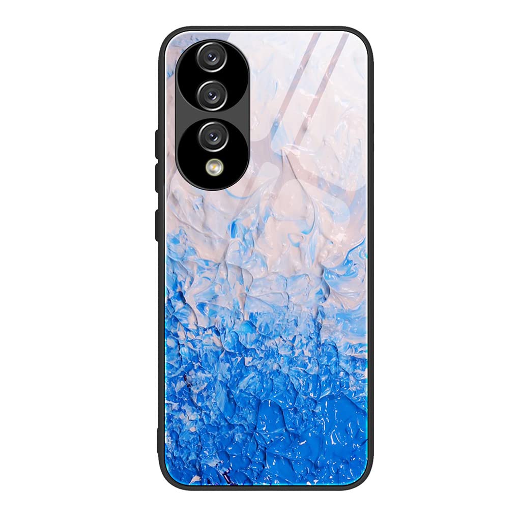 SEAHAI Cover per Honor 70, Custodia Ultra Sottile in Silicone TPU, Retro in Vetro Temperato a Elegante Motivo Dipinto Antiurto AntiGraffio Case, Canzone di Luna