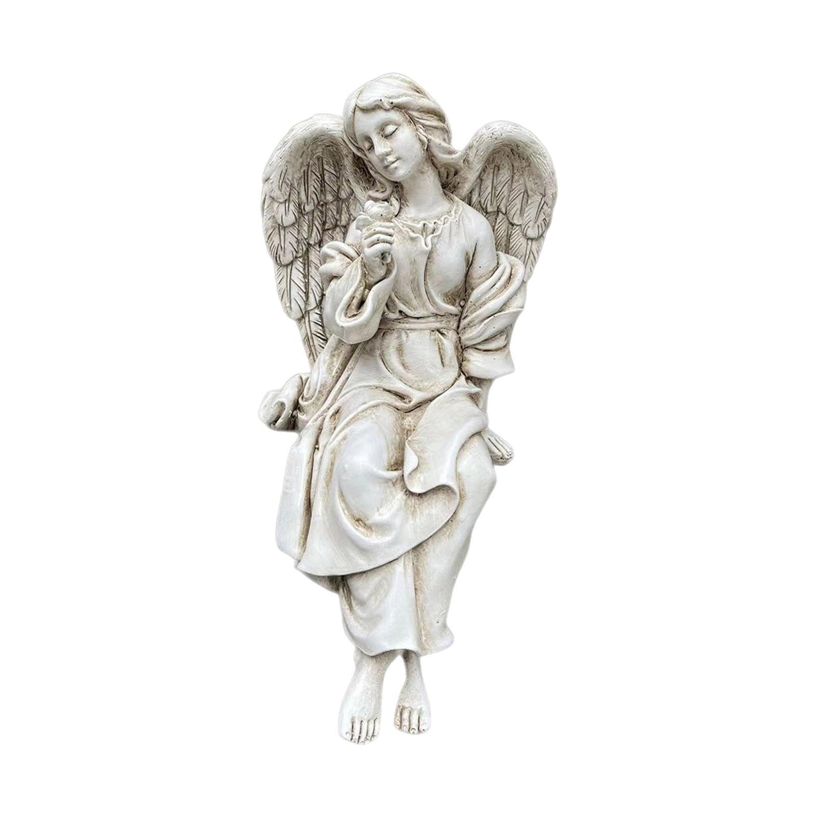 QUXVUIS Yard Porch Sculpture Resin Beautiful Angel Statue Gift For Memorials Adds Serenity And Charm To Outdoor Spaces Angel Art Decoration Statue
