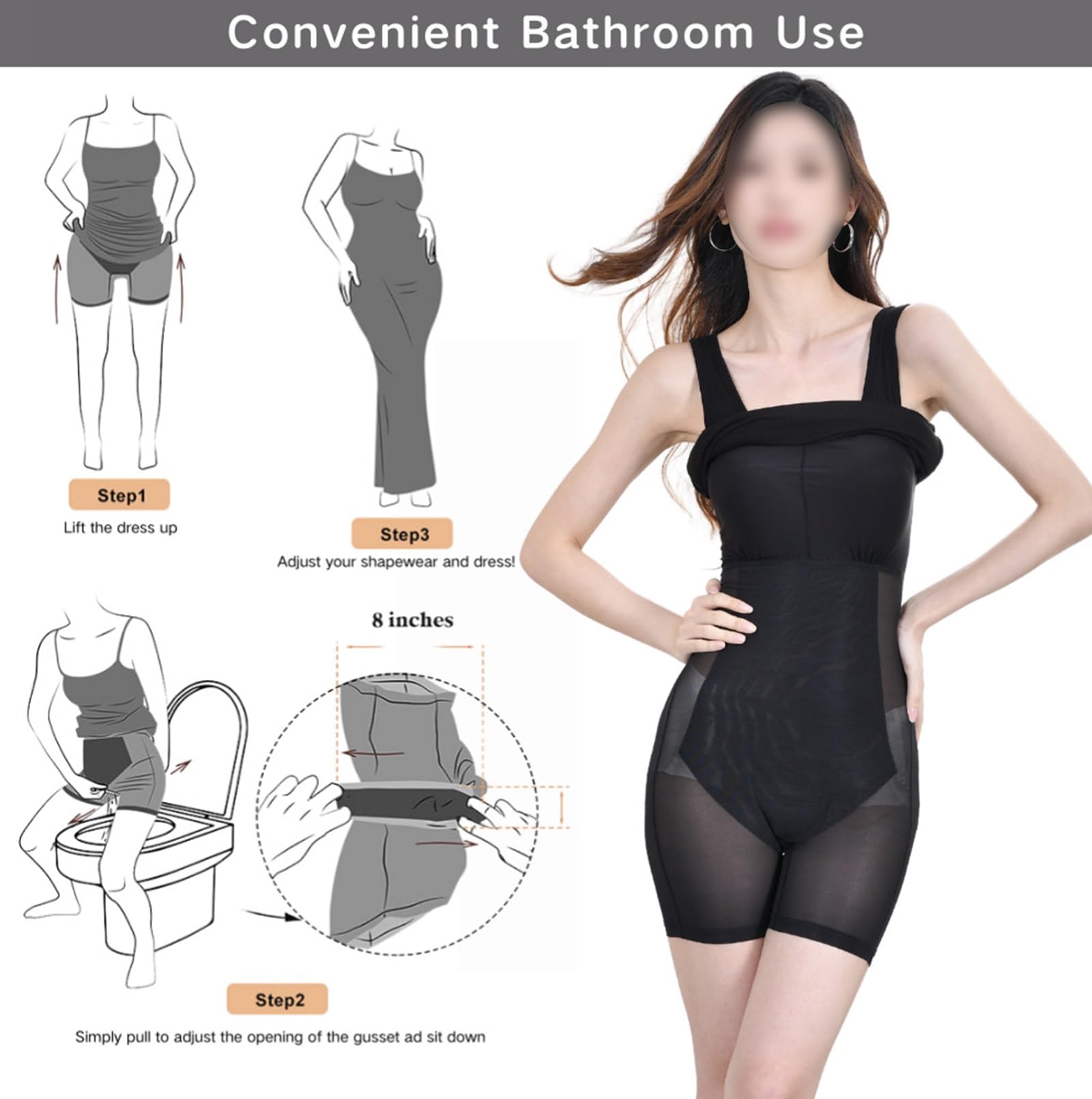 HLTYGWX Vestido de Mujer Slips Body Full Slip Shapewear Vestidos de Control de Barriga Correa de Espagueti