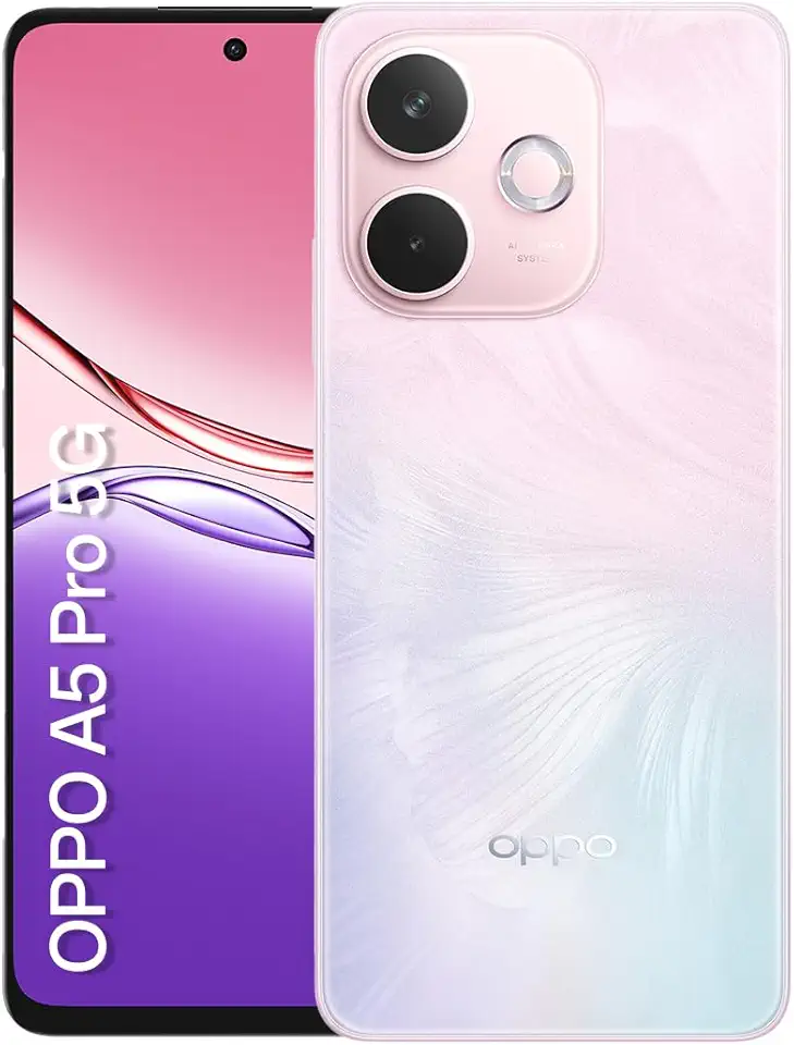 Smartphone OPPO A5 Pro 5G 256GB 8GB Ram IP69 50MP AI Câmera Bateria 5800mAh NFC Rosa Pastel
