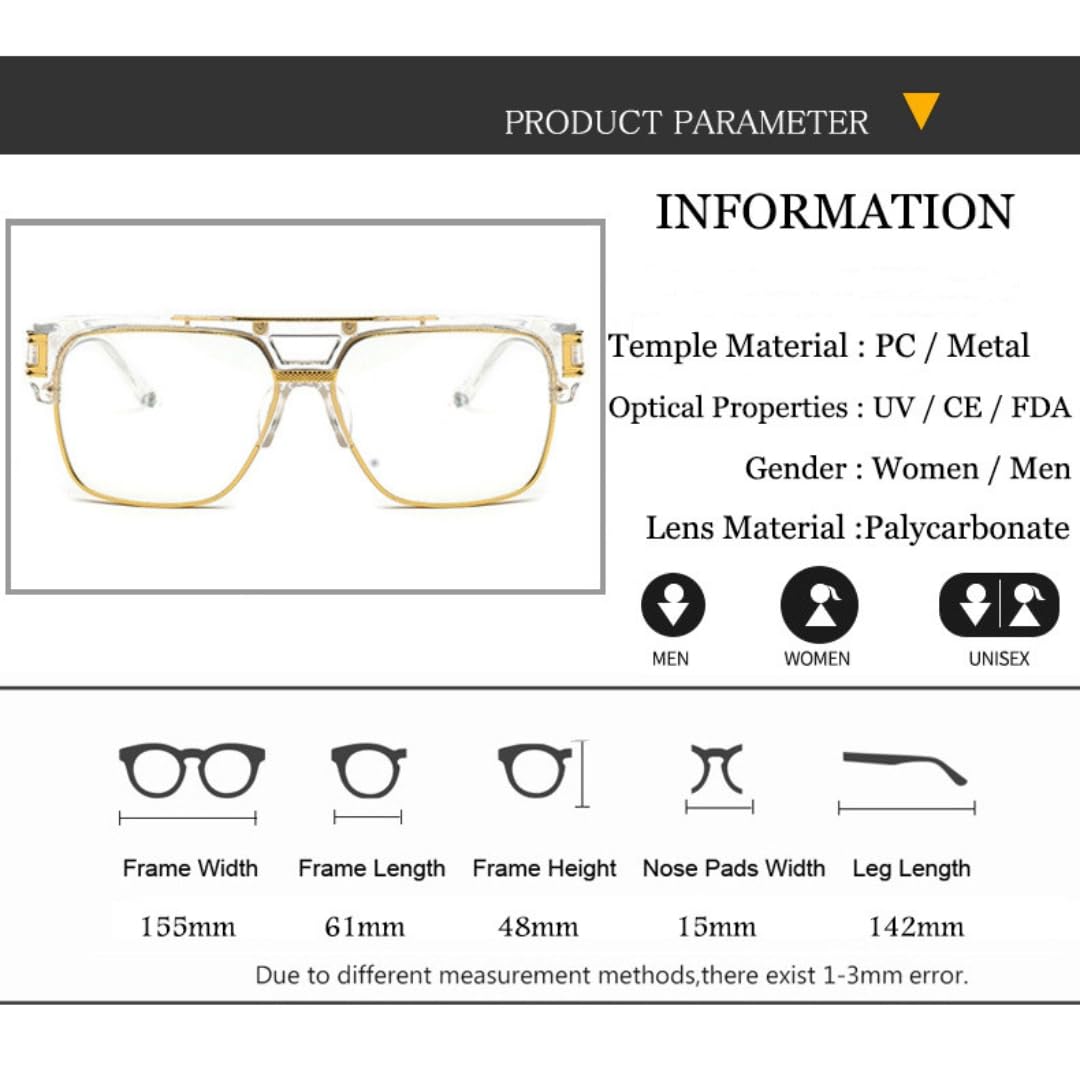 Monture de lunettes carrée rétro pour femmes et hommes montures de lunettes surdimensionnées verres transparents et légères