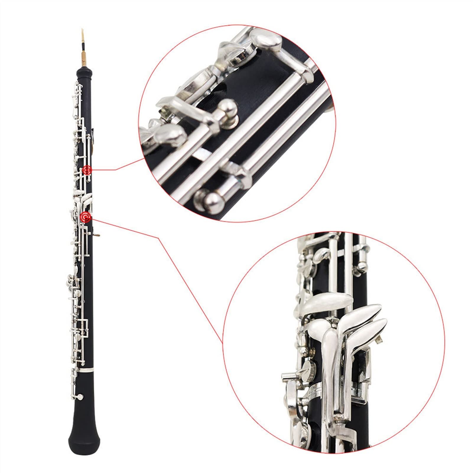 Strumento Oboe Strumento A Fiato A Chiave in Argento con Chiave Oboe Professionale in Bachelite Stile Semi-Automatico per Oboe Professionale Principiante di Oboe
