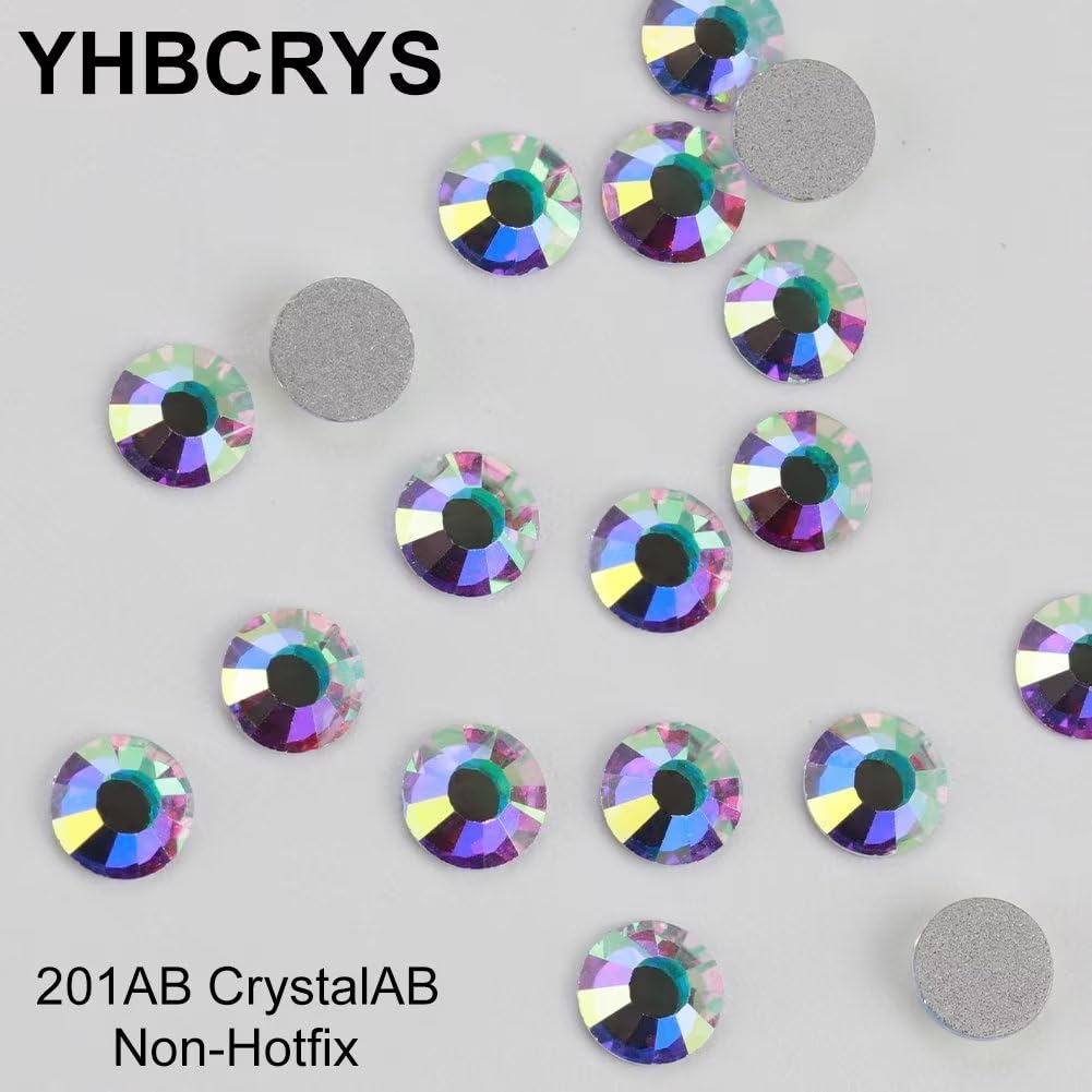 NHFGlitter Cold Fixation Crystal Cristales Non-Hotfix Silver Back Flatback Rhinestones for Bags Shoes Garment Phone DIY Nail Art,201AB,SS20