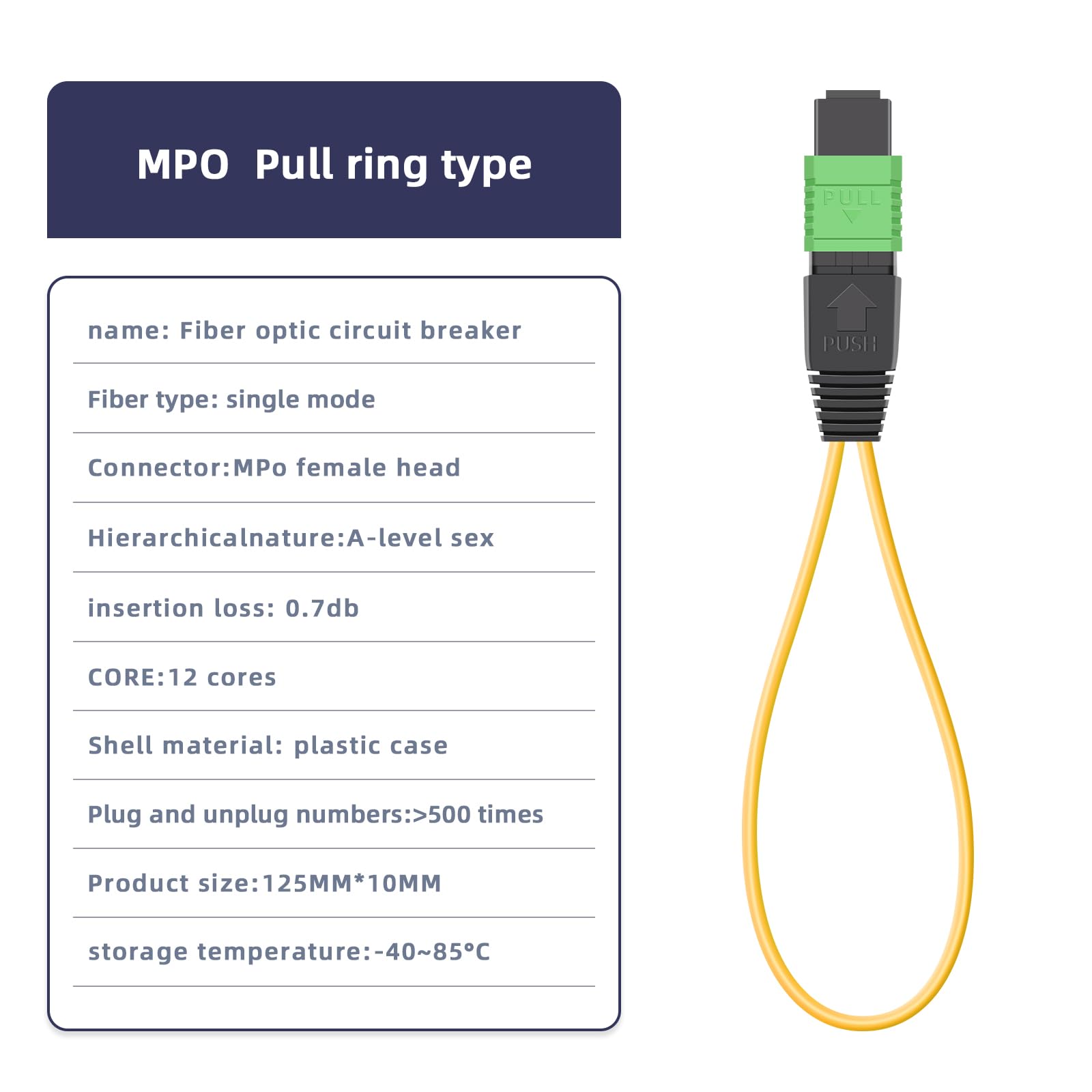 Lot de 5 boucles de fibre optique à 12 cœurs MPO/APC - Design anneau de traction pour test et entretien réseau de haute précision