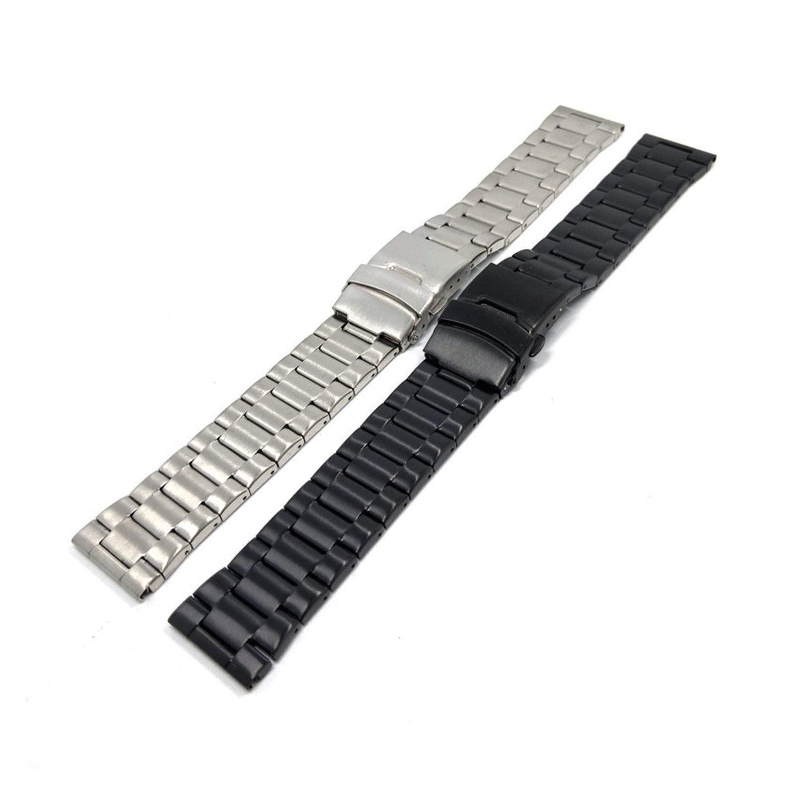 Bracelet de montée en Acier Inoxydable 20 mm 22 mm Argent Noir à Double Pression Bouard de Boucle de sécurité en métal Bracelet