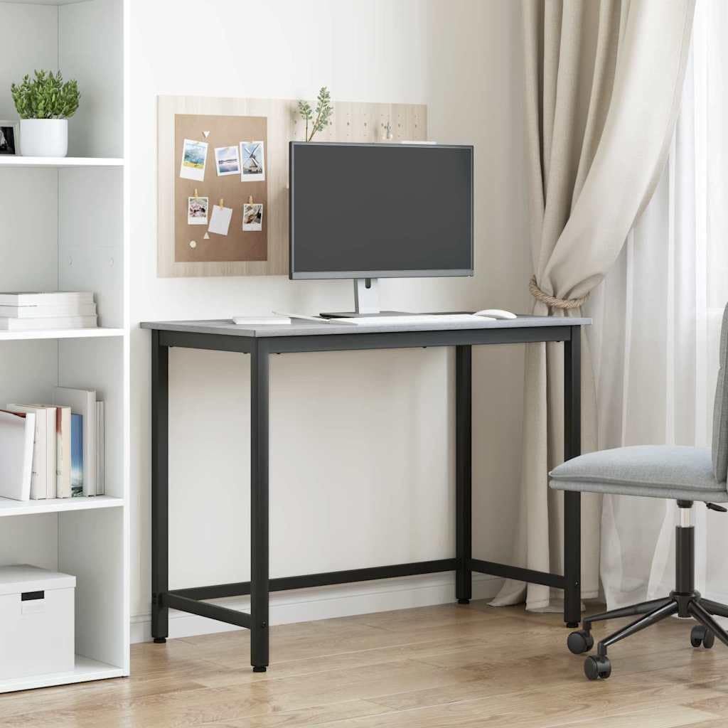 Mesa de trabajo regulable en altura 80 x 50 x 76,5 cm, mesa de ordenador de madera y estructura de acero, mesa de oficina multifuncional para el hogar, oficina, sonoma gris