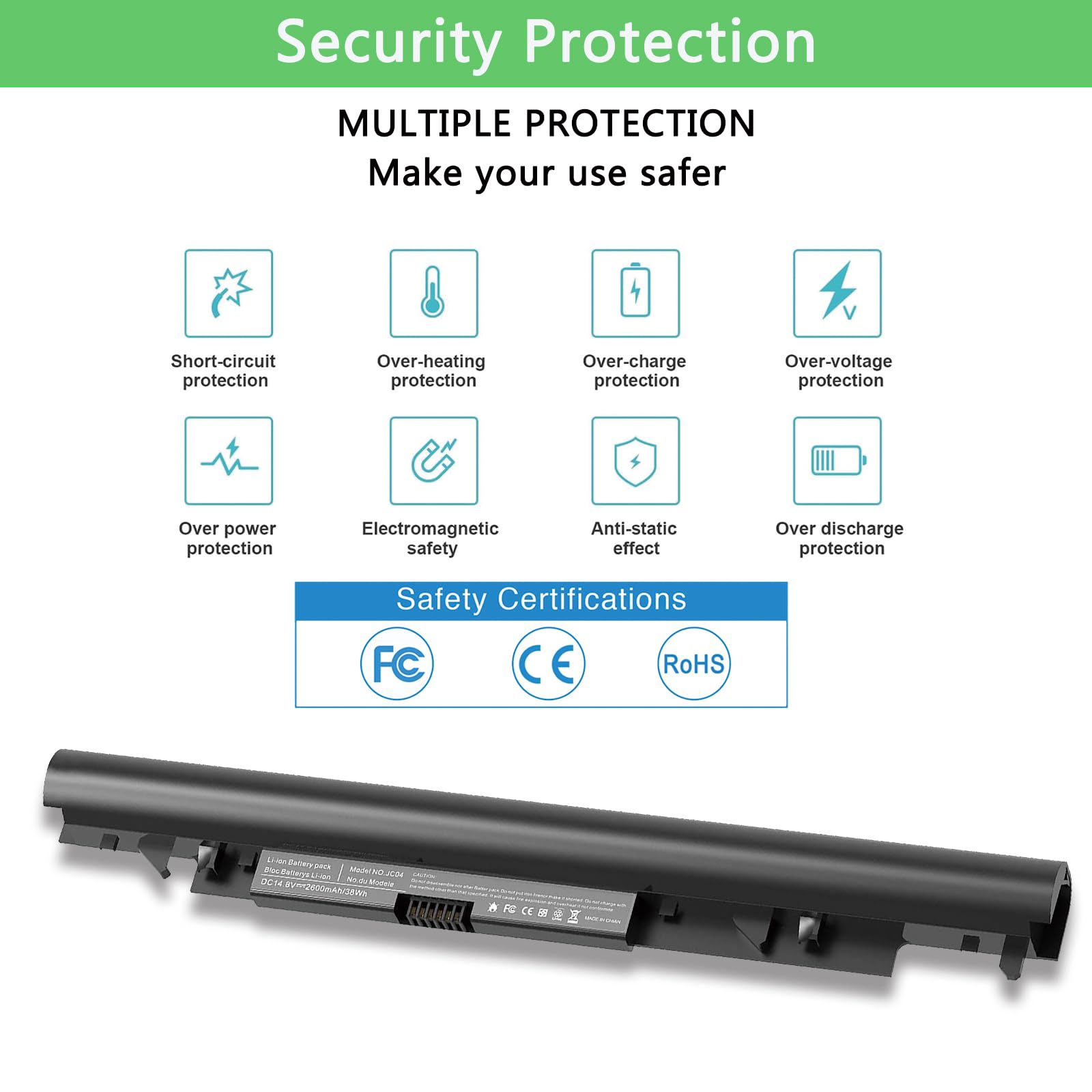 JC03 JC04 - Batería de repuesto para laptop HP 919700-850 919701-850 15-bs0xx 17-bs0xxx 15-bs1xx 15-bw0xx 17-ak0xx 17-bs020nr 17-bs153cl 17-bs153cl 17-bs17-bs153cl 17-ak0xx 17-bs020nr 17-bs153cl