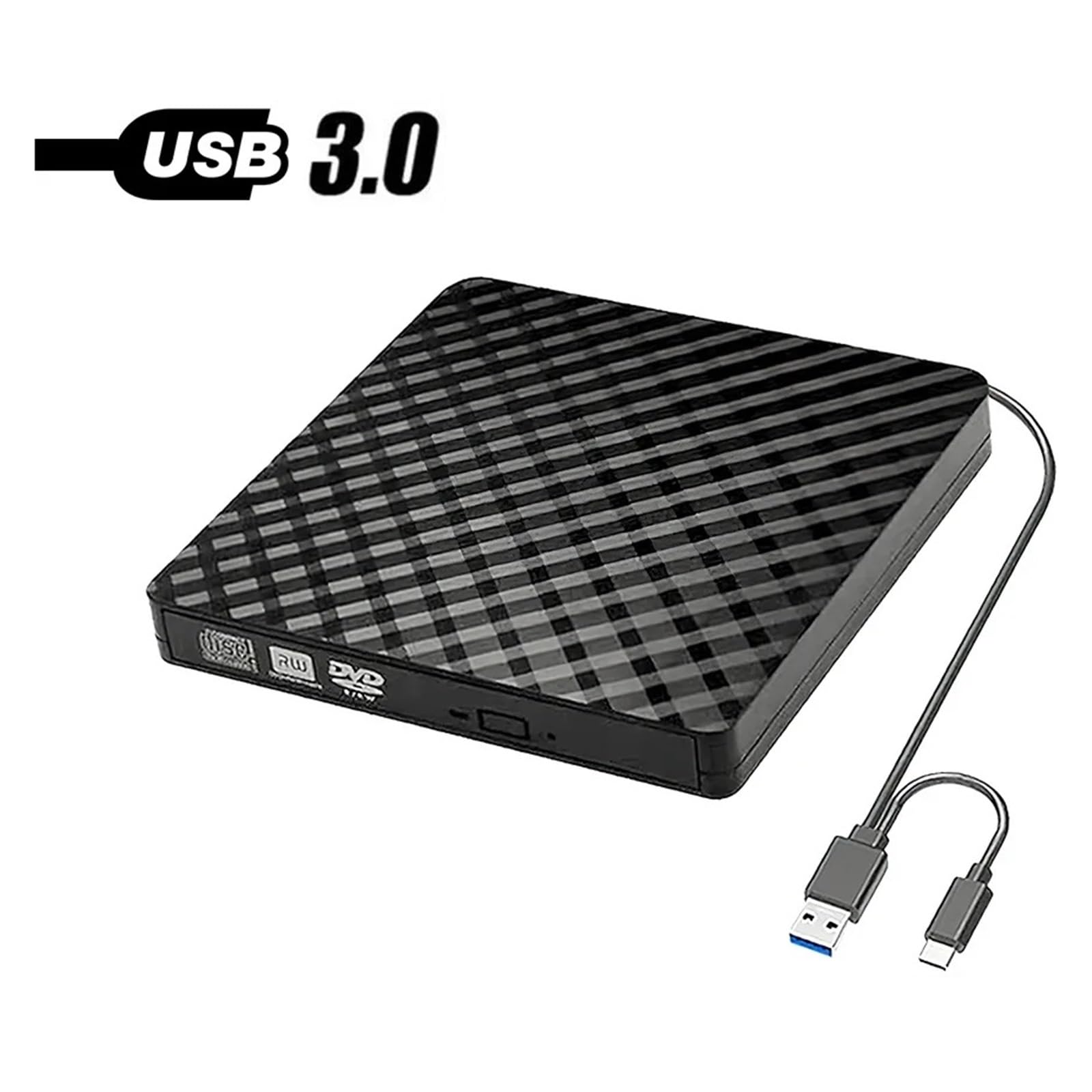 Lettore Dvd unità di Scrittura CD Dvd RW Esterna Sottile Lettore di Masterizzazione USB 3.0 Registratore di Trasferimento Dati Ad Alta velocità for PC Desktop Portatile(Black)