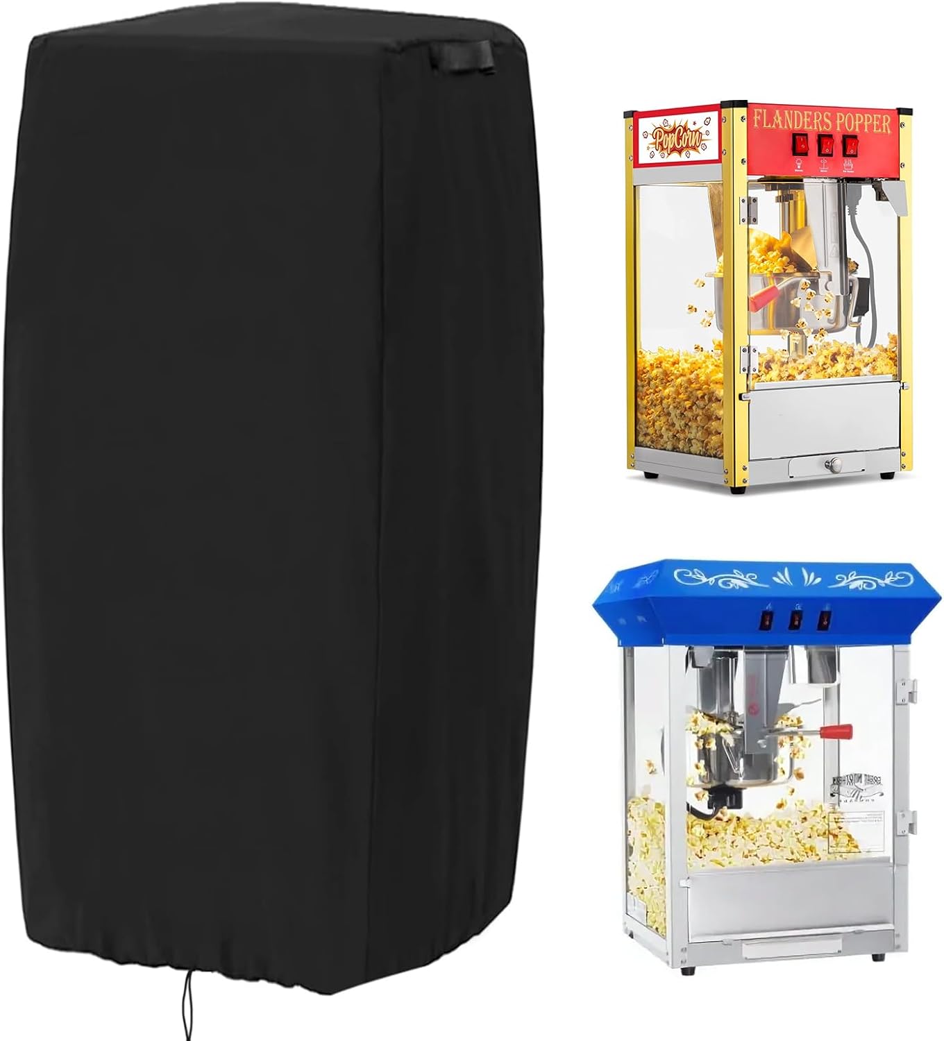 VIKKSAER Popcorn Machine Cover, Replacement for GREAT NORTHERN, 420D Oxford Waterproof & Dustproof Popcorn Cart Cover, w/Adjustable Drawstring (21"L X 18"W X 25"H)
