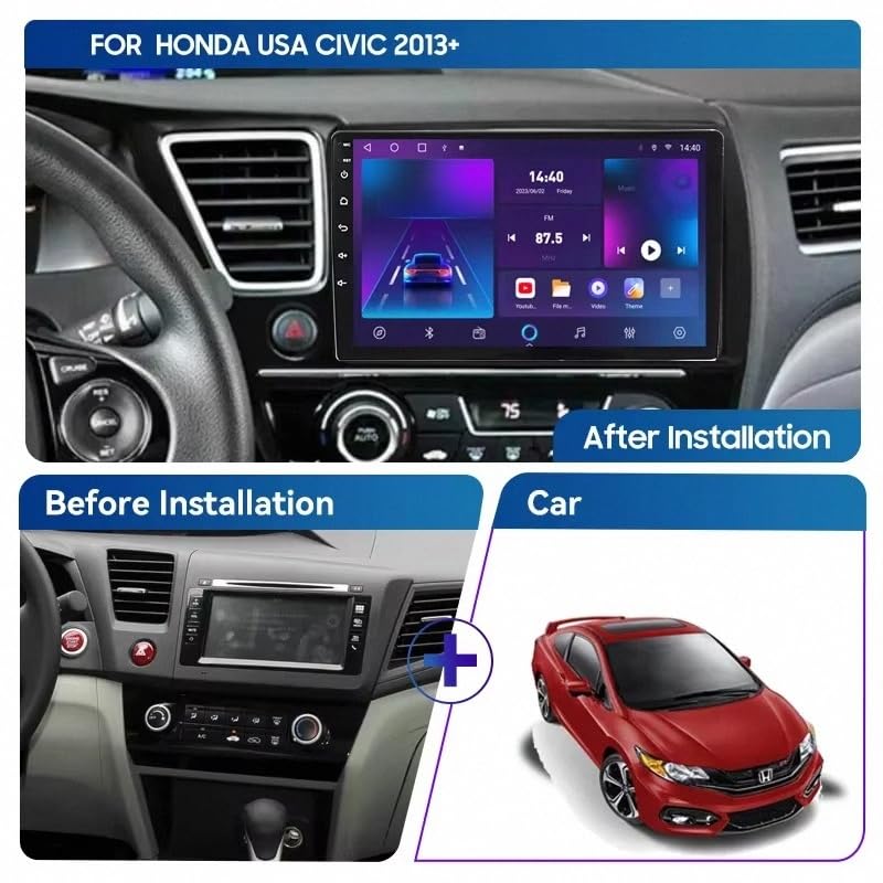 Radio Coche 2 DIN multimedia compatible con Android Auto, Airplay y GPS para Civic 2