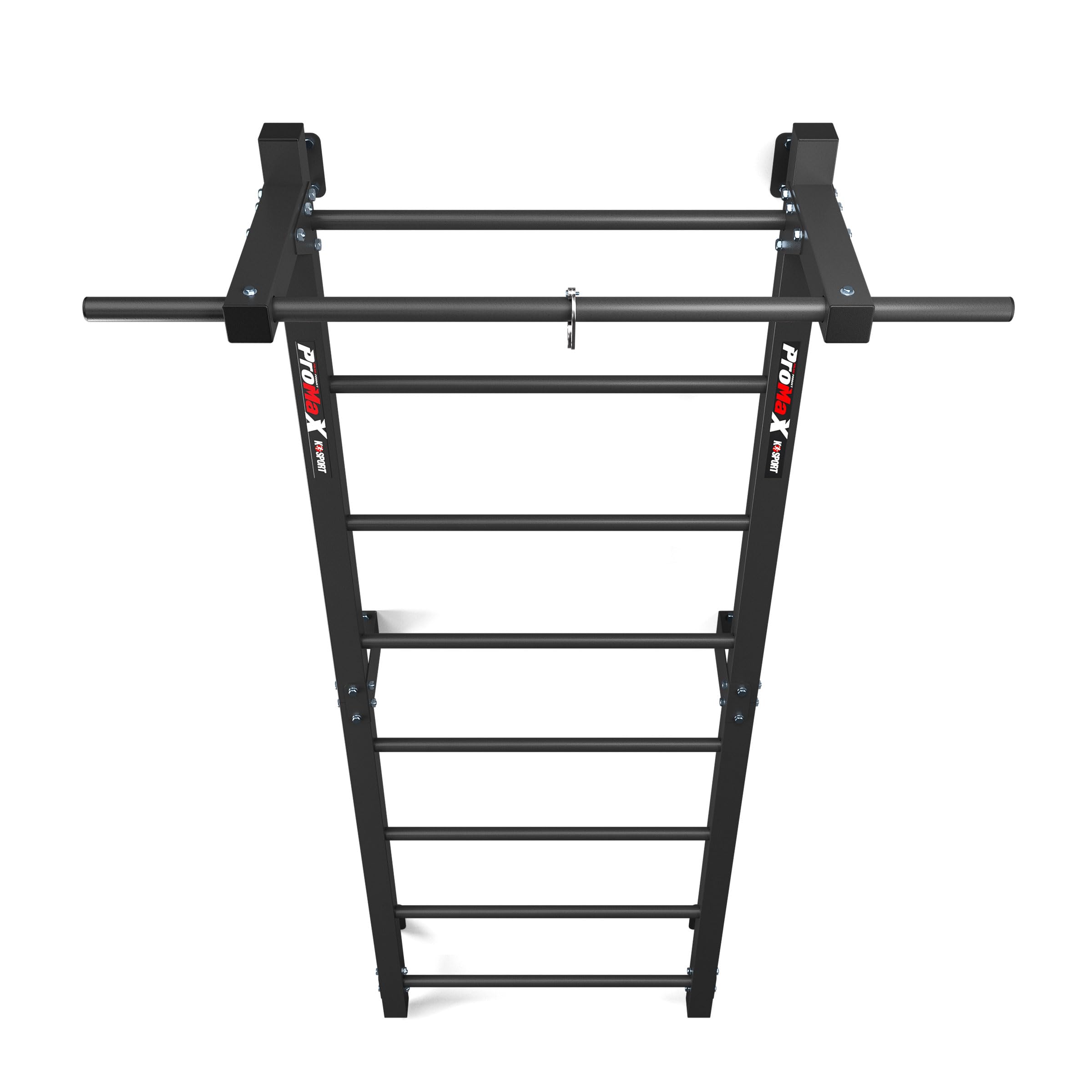 K-Sport: Pared de escalada con 8 peldaños, soporta hasta 250 kg, pared con barra de dominadas, pared de escalada de metal para montaje en pared para adultos y niños, incluye libro electrónico (idioma