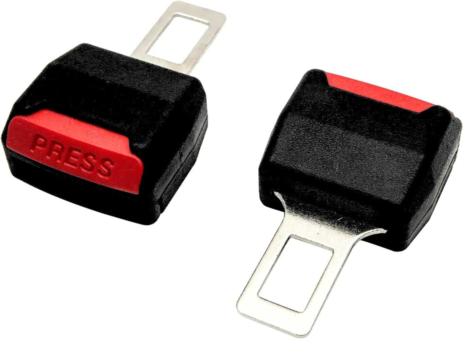 Car Seat Belt Clips Alarm Stopper, Hidden Metal Seat Belt Buckle Silencers for Most Vehicles - Universal Plastic Automotive Seat Belt Insert, Noise Cancelling Seat Safety Belt Clip (2 Pack Black)
