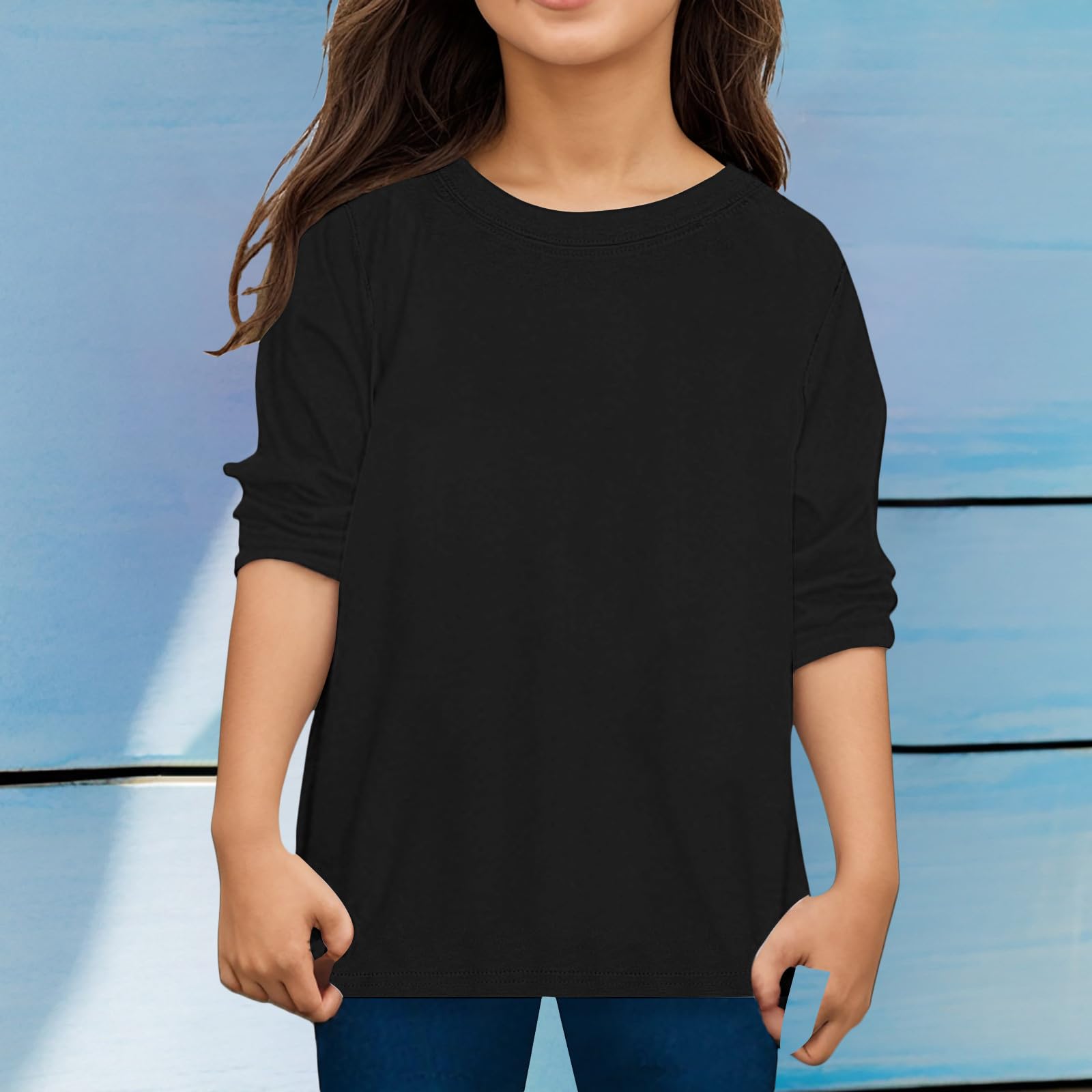 Maglietta a Maniche Lunghe Bambini Tinta Unita Girocollo Interno Top Bambino Morbida Camicia a Maniche Lunghe Casual Pullover Basic Felpa Termica