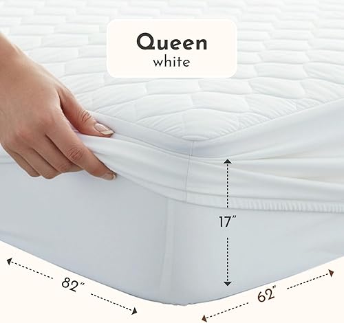 Miniatura 2 de Protector de colchón orgánico 100% algodón Protector de colchón orgánico acolchado transpirable y silencioso con durabilidad premium de 300 GSM