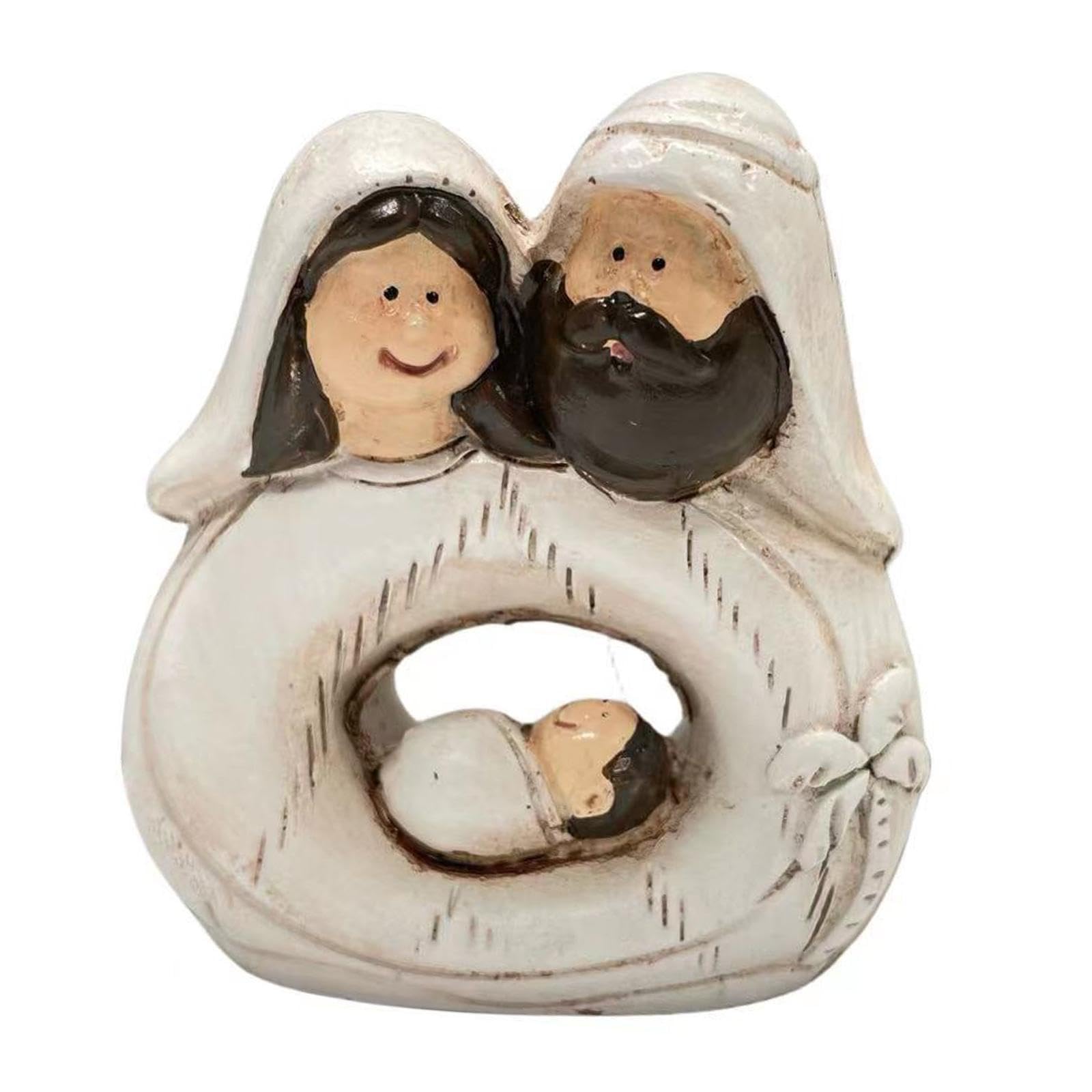 Statue de la Nativité en résine et scène de Noël familiale pour décoration de table chaleureuse