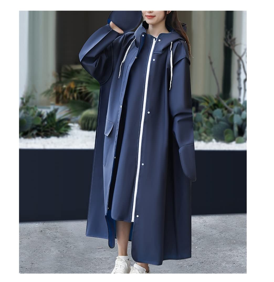 RUVOO Poncho Antipioggia Poncho Pioggia Impermeabile da Bicicletta per Uomo Donna Adulto Poncho Eva con Cappello Impermeabile Lungo Impermeabile Poncho Impermeabile (Blue : Blu, Size : M)